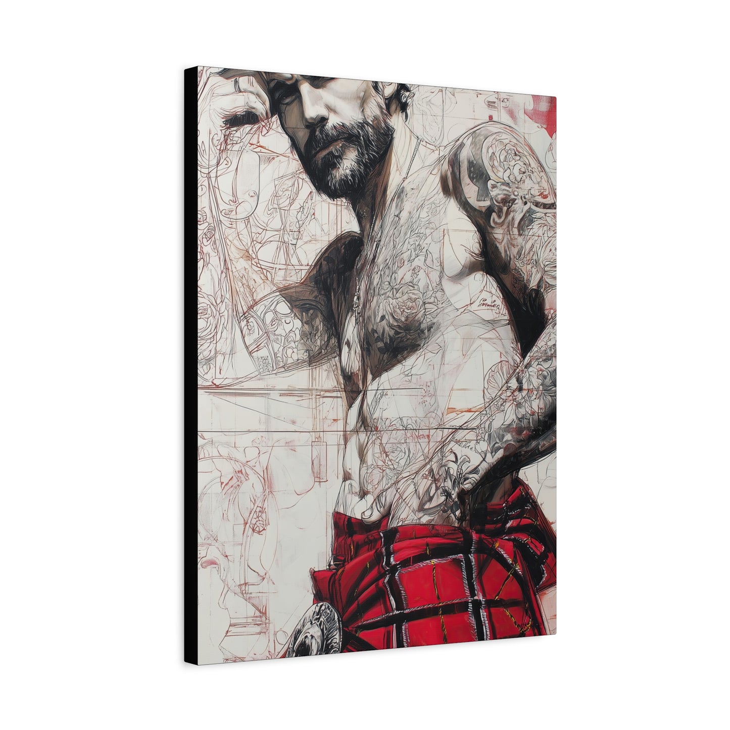 Gallery Wrapped Canvas, Kilts and Carnage Art Canvas, Erotic Pinup Art Canvas – Cormac