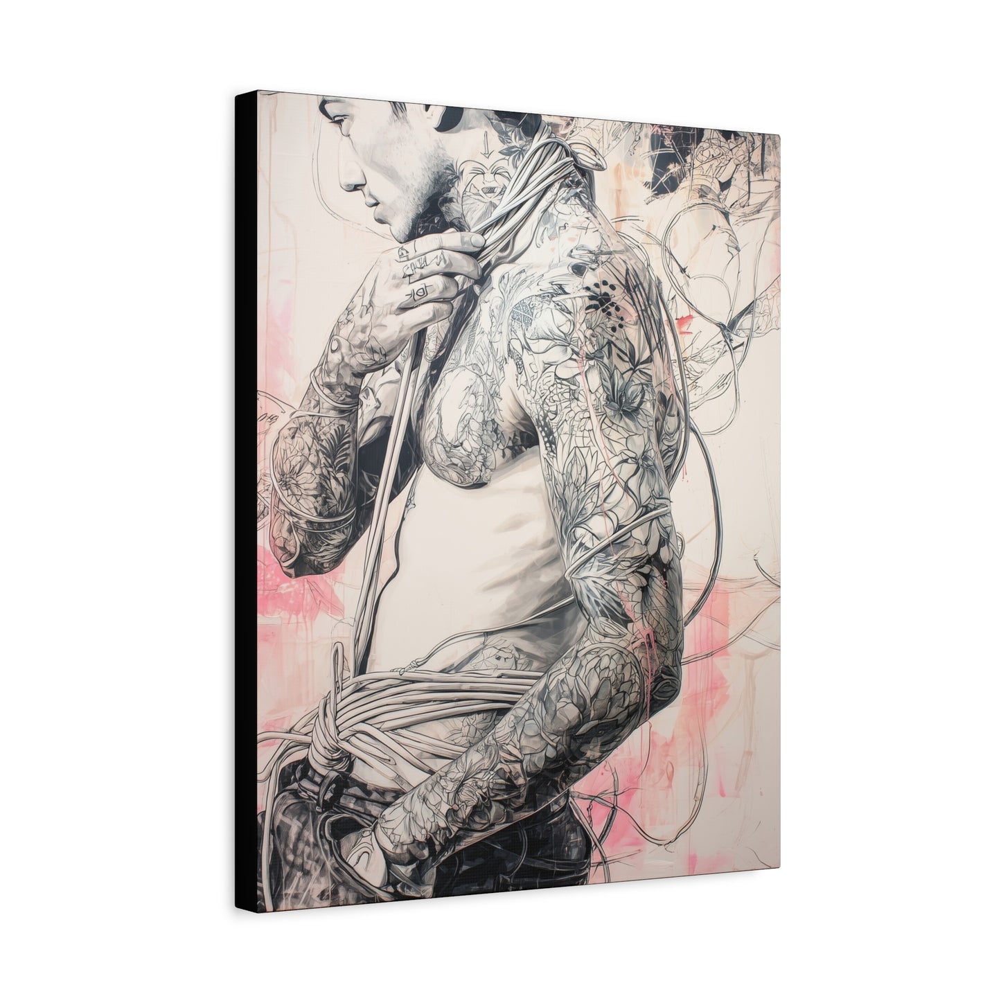 Gallery Wrapped Canvas, Ropes and Reverence Art Canvas, Erotic Shibari Art Canvas – Asher