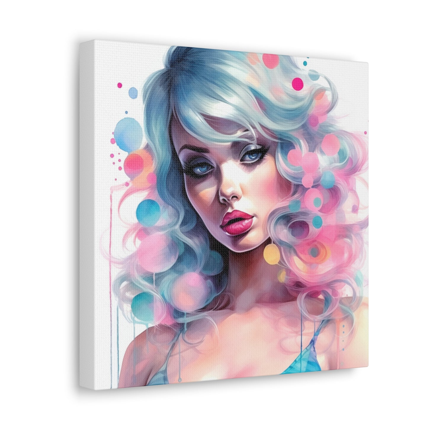Canvas Gallery Wrapped High-Fashion Wall Art, Stylish Decor, Retro Femme Doll Pop Art – Sylvie