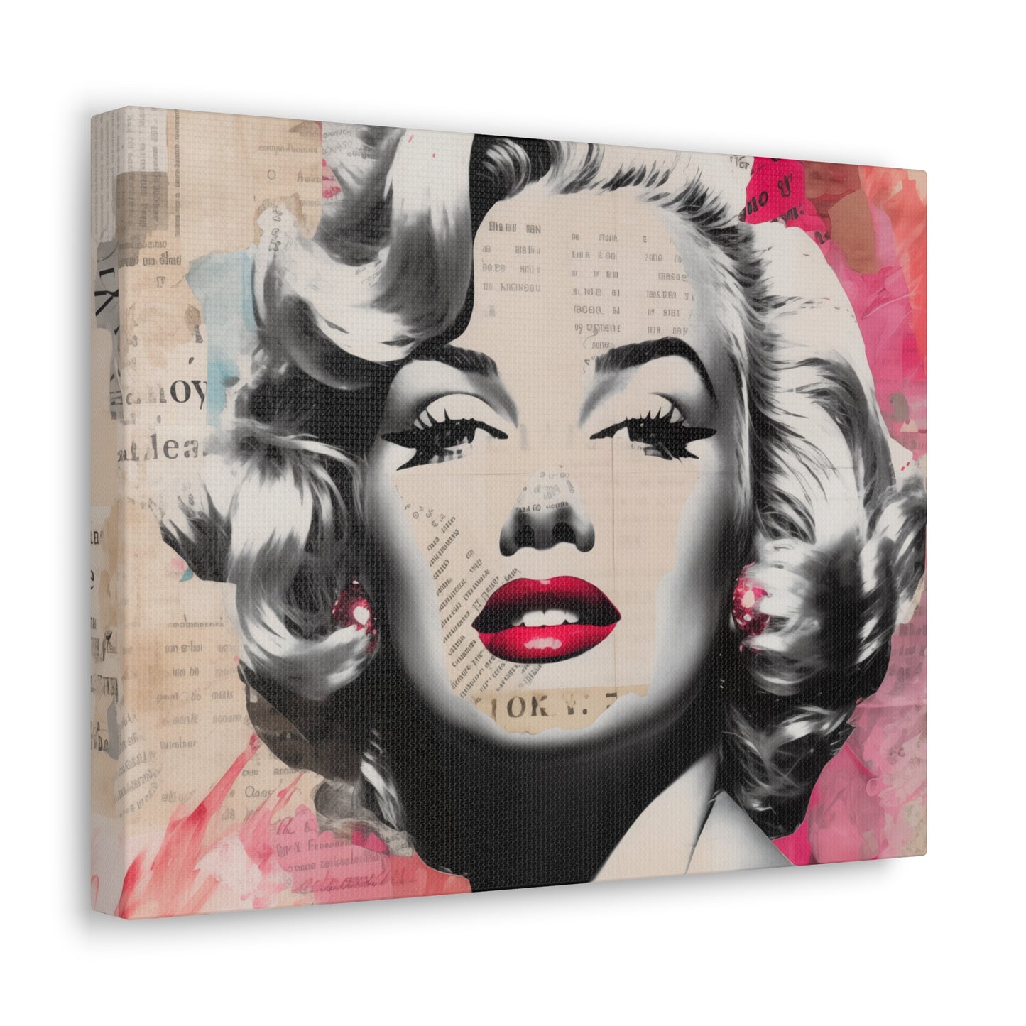 Canvas Wall Art, Gallery Wrapped Pop Art, Celebrity Wall Art – Marilyn Monroe - Newsprint