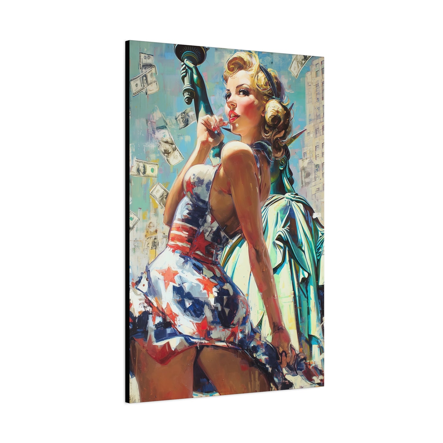 Gallery Wrapped Canvas, American Nonsense Art Canvas, Political Pinup Art Canvas – Bonnie