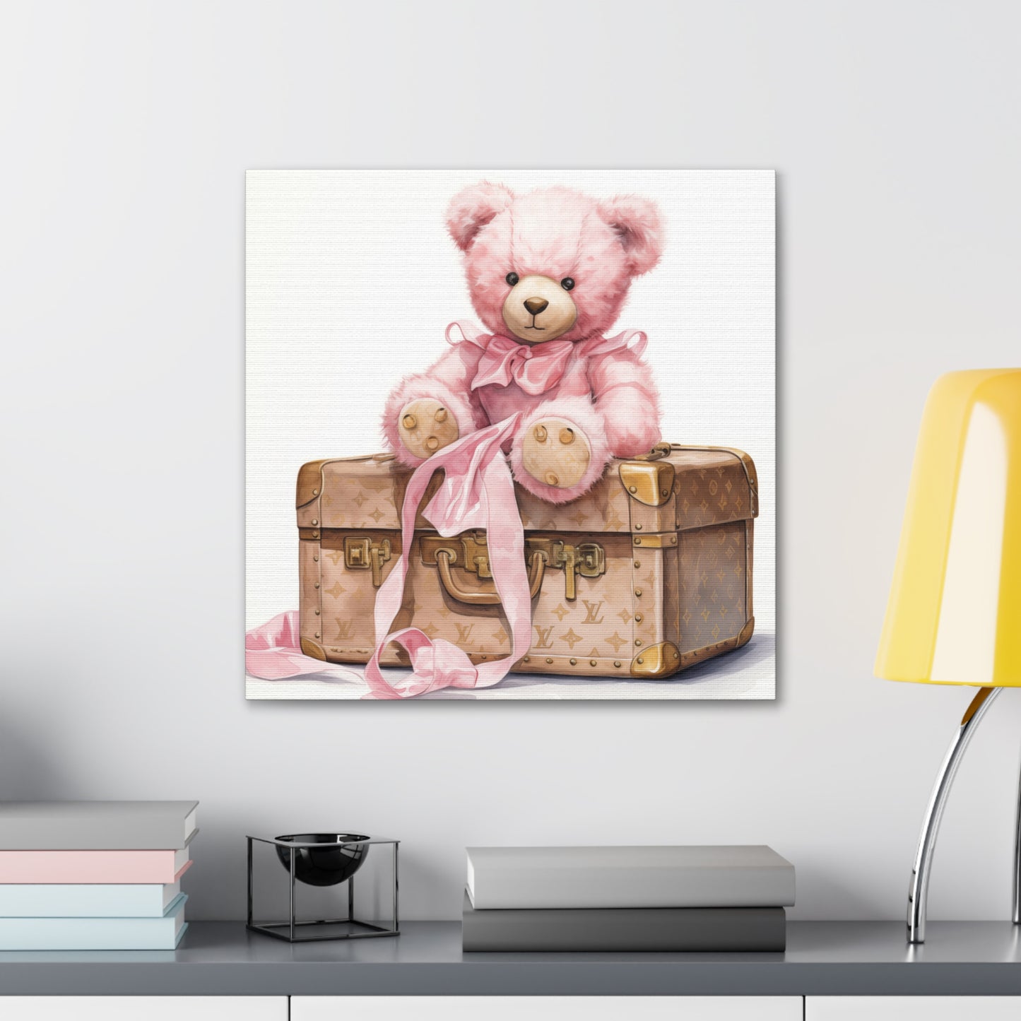 Canvas Gallery Wrap - LV Bear Wall Art - Gold Buttons