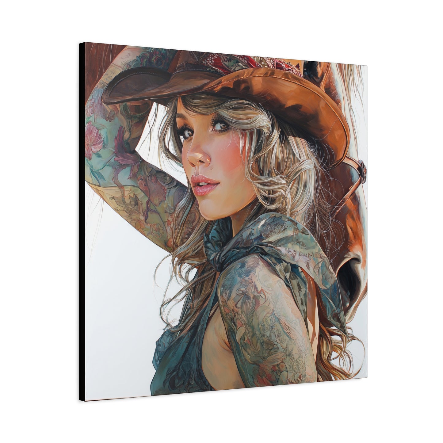 Gallery Wrapped Canvas, Wranglers and Wreckage Art Canvas, Erotic Pinup Art Canvas – Millie