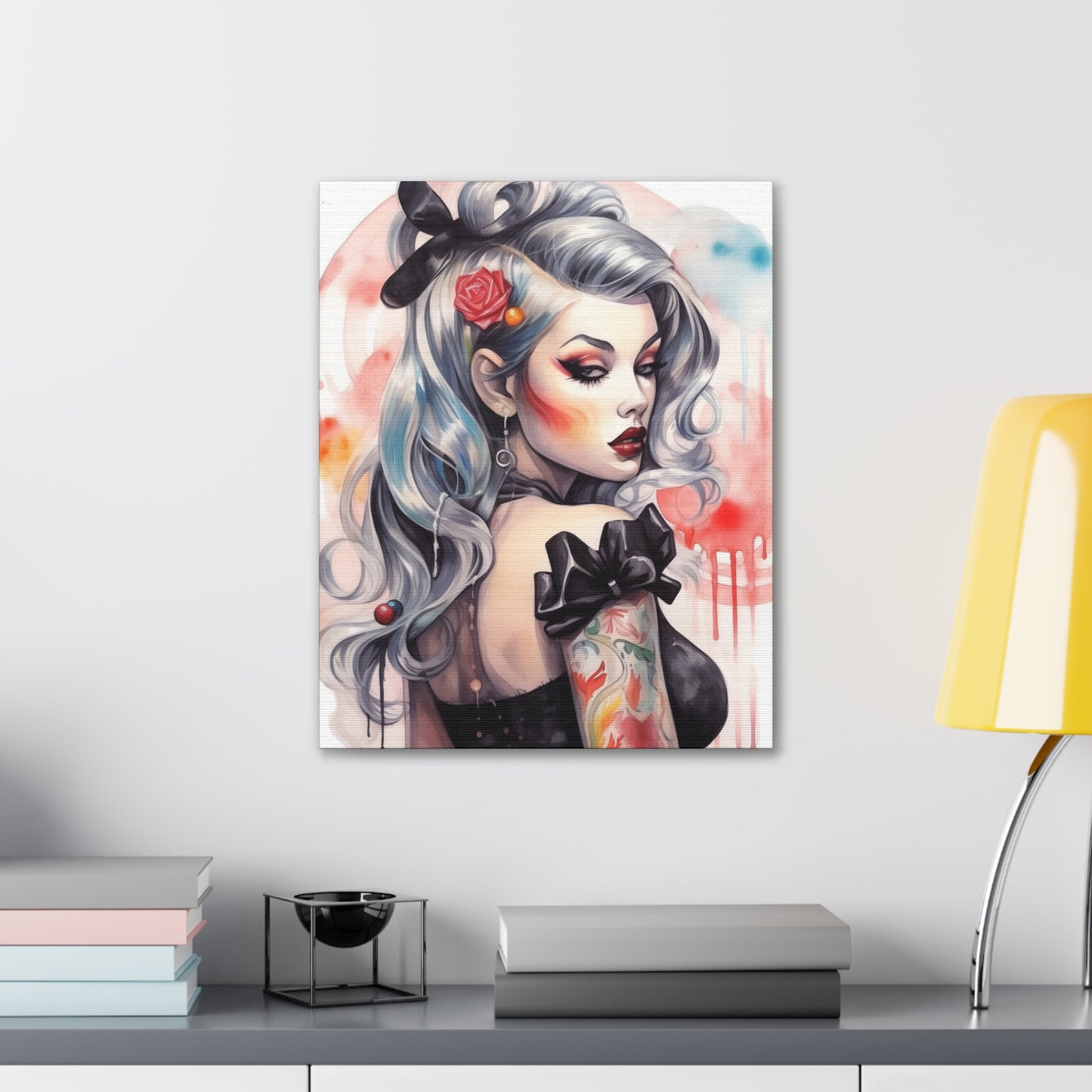 Gallery Wrapped Canvas, Edgy Tattooed Beauty, Urban Pop Art Canvas – Sabella
