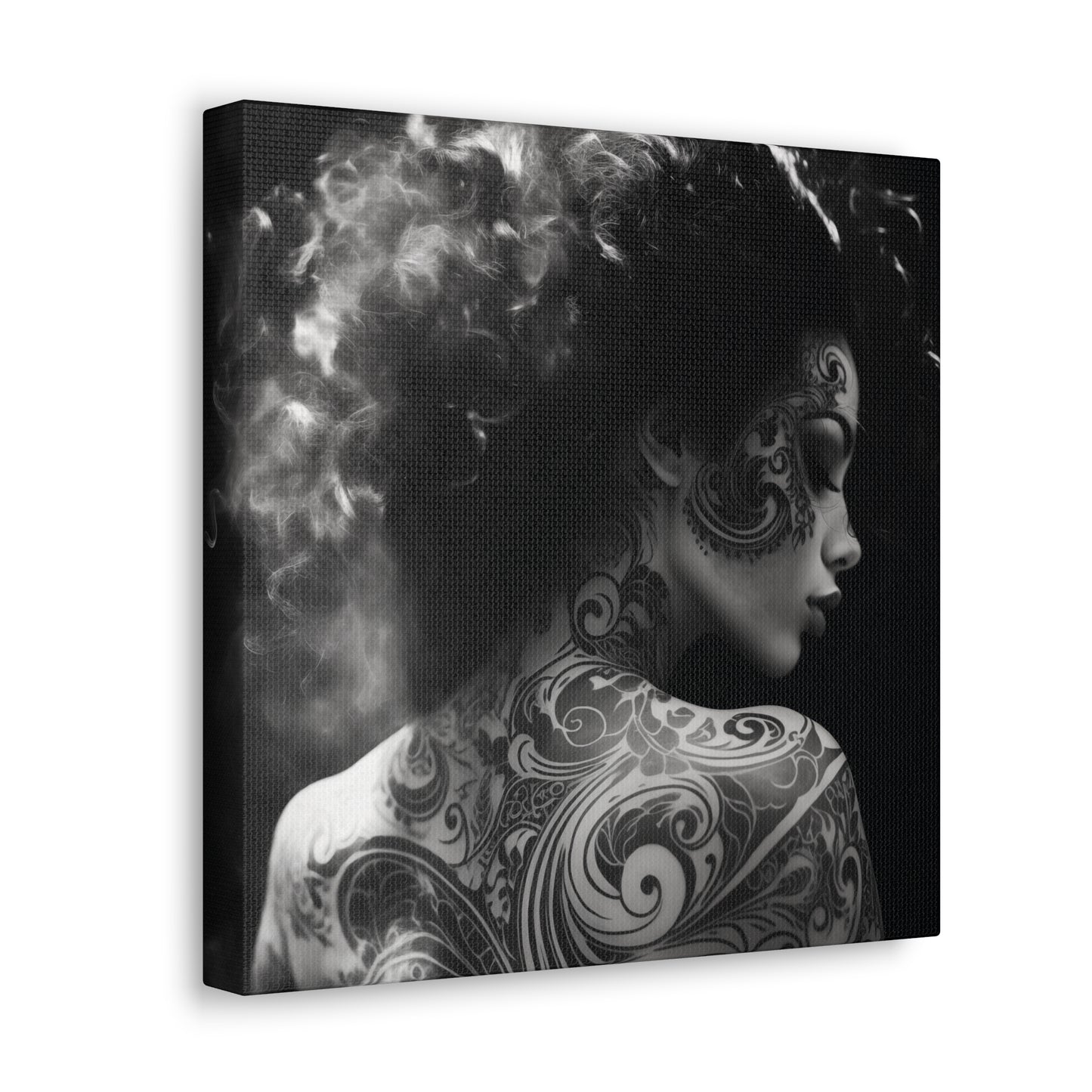 Canvas Gallery Wrap - Black and White Photography - Tattooed and Smoking Again