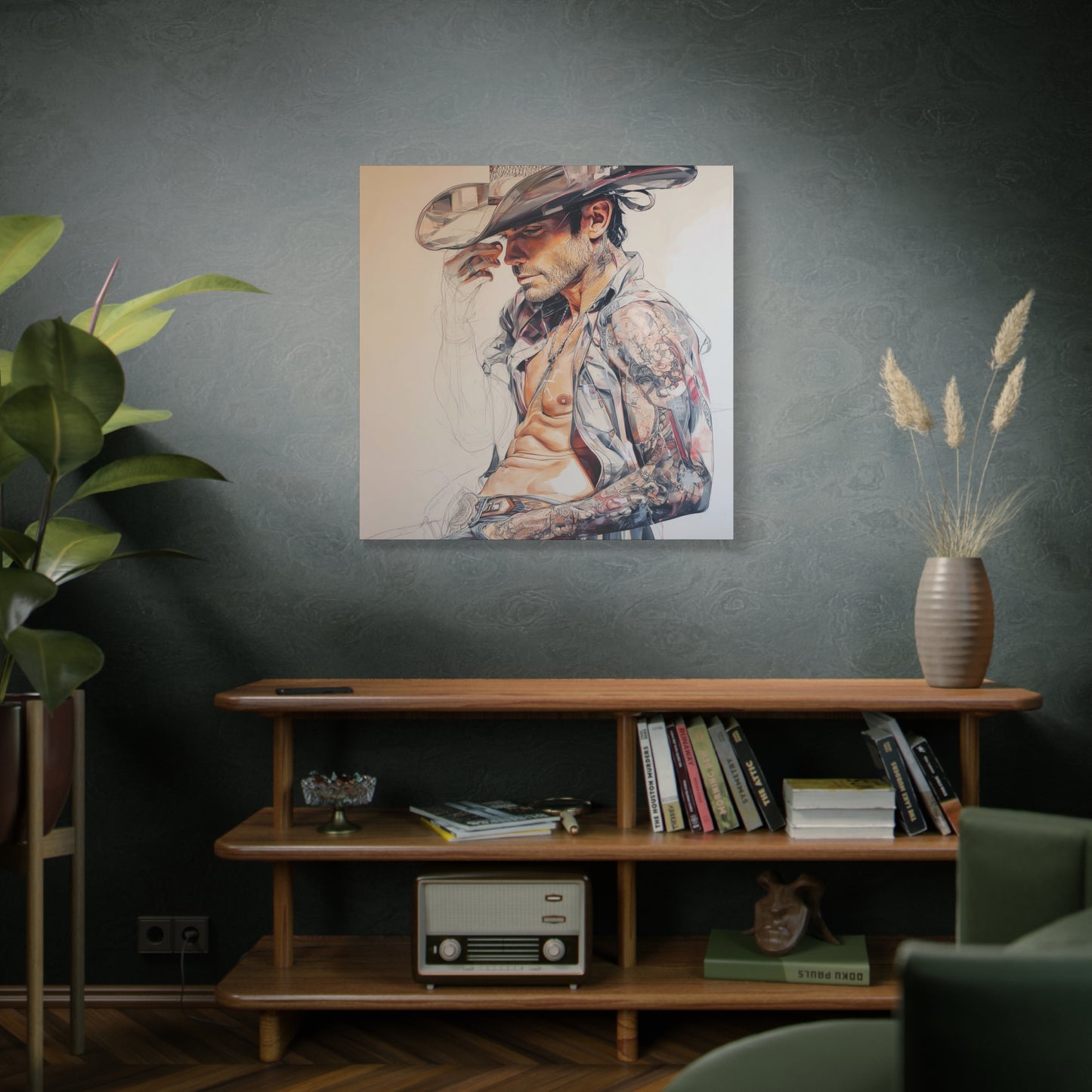 Gallery Wrapped Canvas, Wranglers and Wreckage Art Canvas, Erotic Pinup Art Canvas – Huck