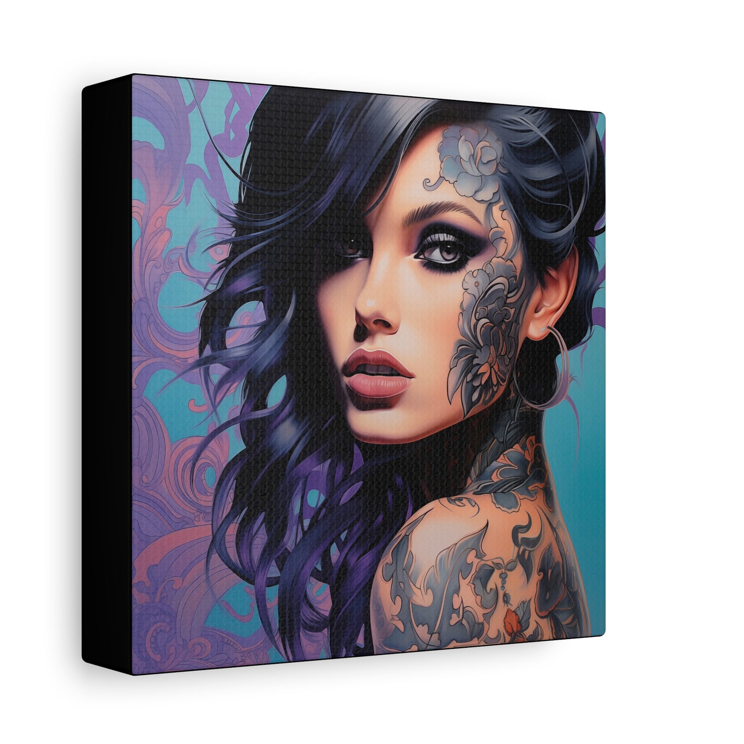 Gallery Wrapped Canvas, Edgy Tattooed Beauty, Urban Pop Art Canvas – Dominique