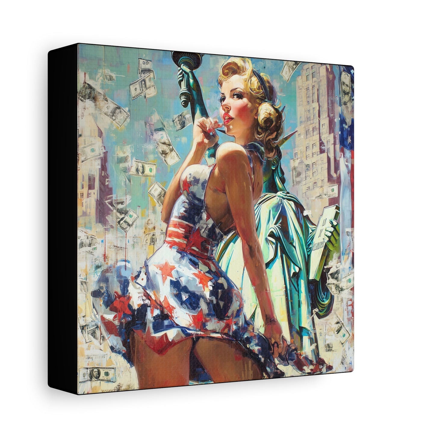Gallery Wrapped Canvas, American Nonsense Art Canvas, Political Pinup Art Canvas – Bonnie