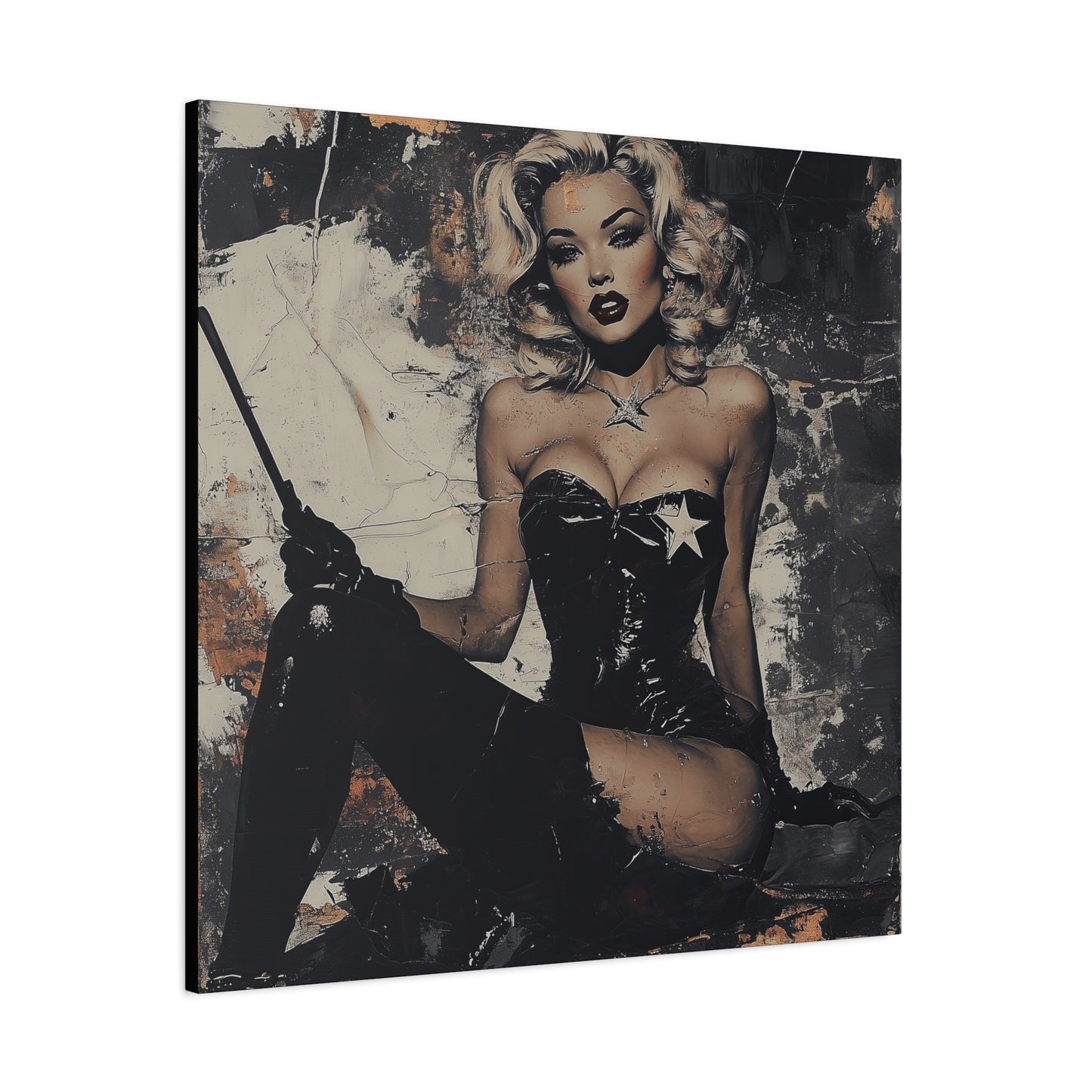 Gallery Wrapped Canvas, Guilt and Grit Adult Art Canvas, Erotic Pinup Art Canvas – Bianca