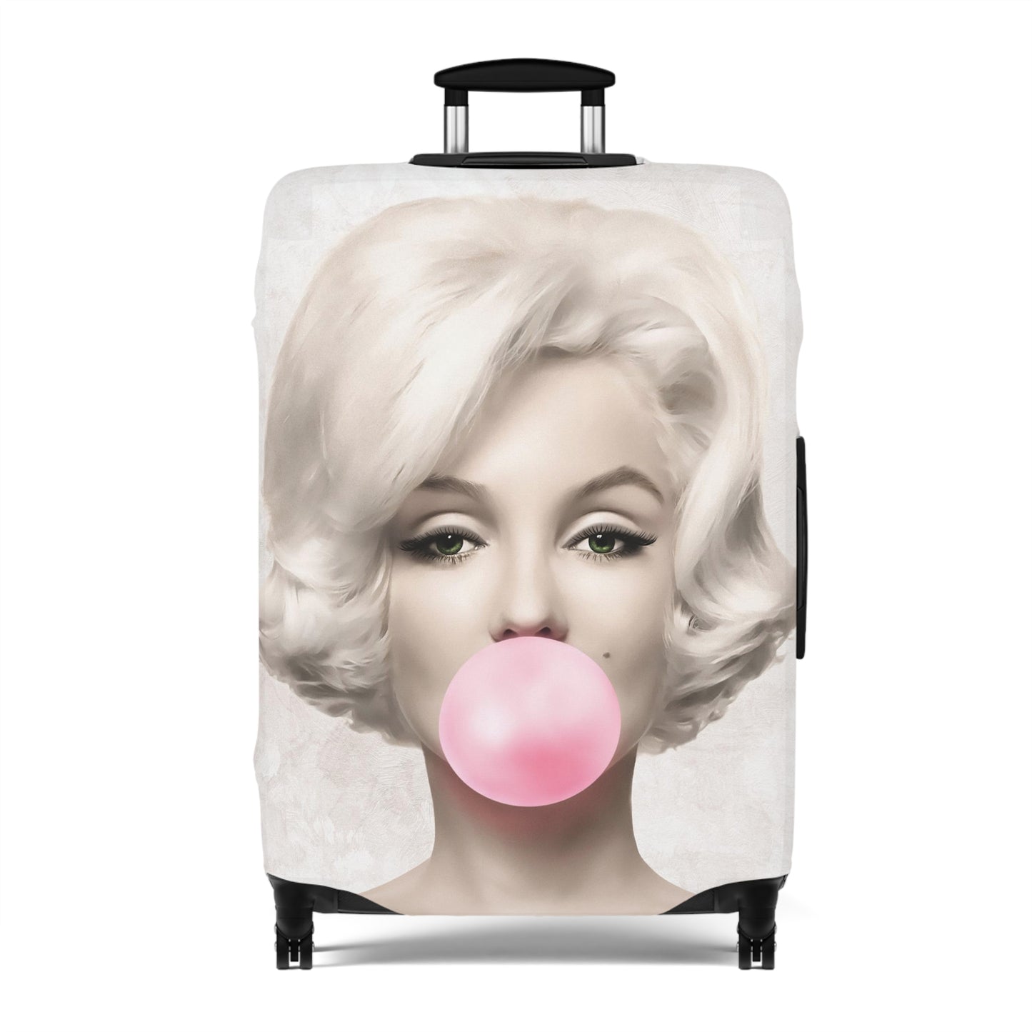 Bubblegum Luggage Cover - Celebrity Luggage Cover - Marilyn Monroe and Audrey Hepburn Bubblegum