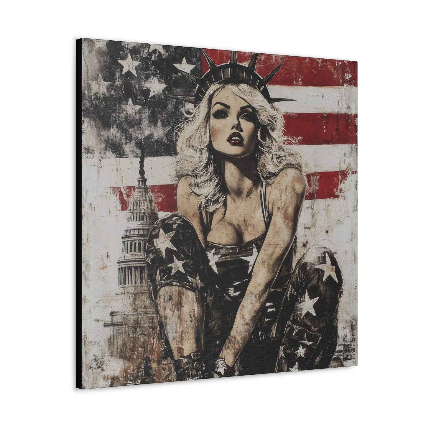 Gallery Wrapped Canvas, Liberty and Lace Art Canvas, Patriotic Art Canvas – Kimberly