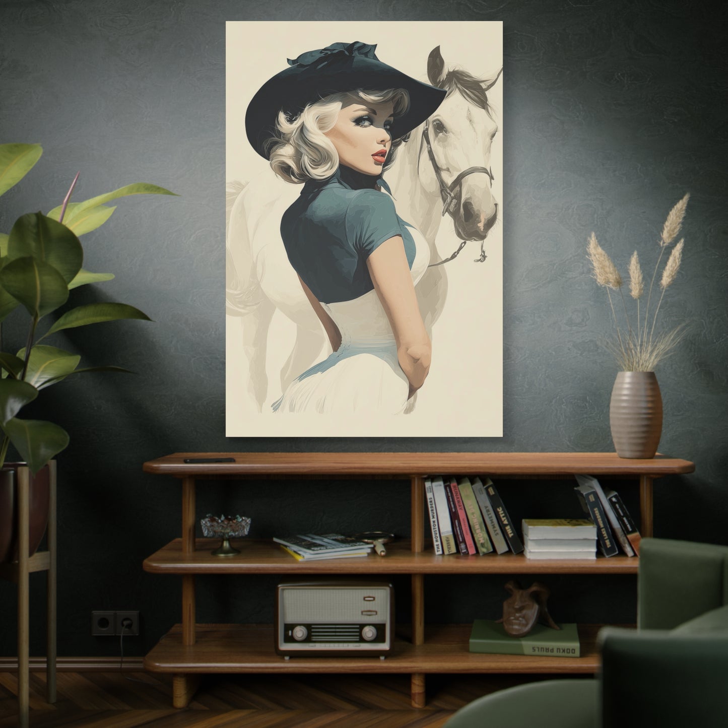 Gallery Wrapped Canvas, Wranglers and Wreckage Art Canvas, Erotic Pinup Art Canvas – Ruby