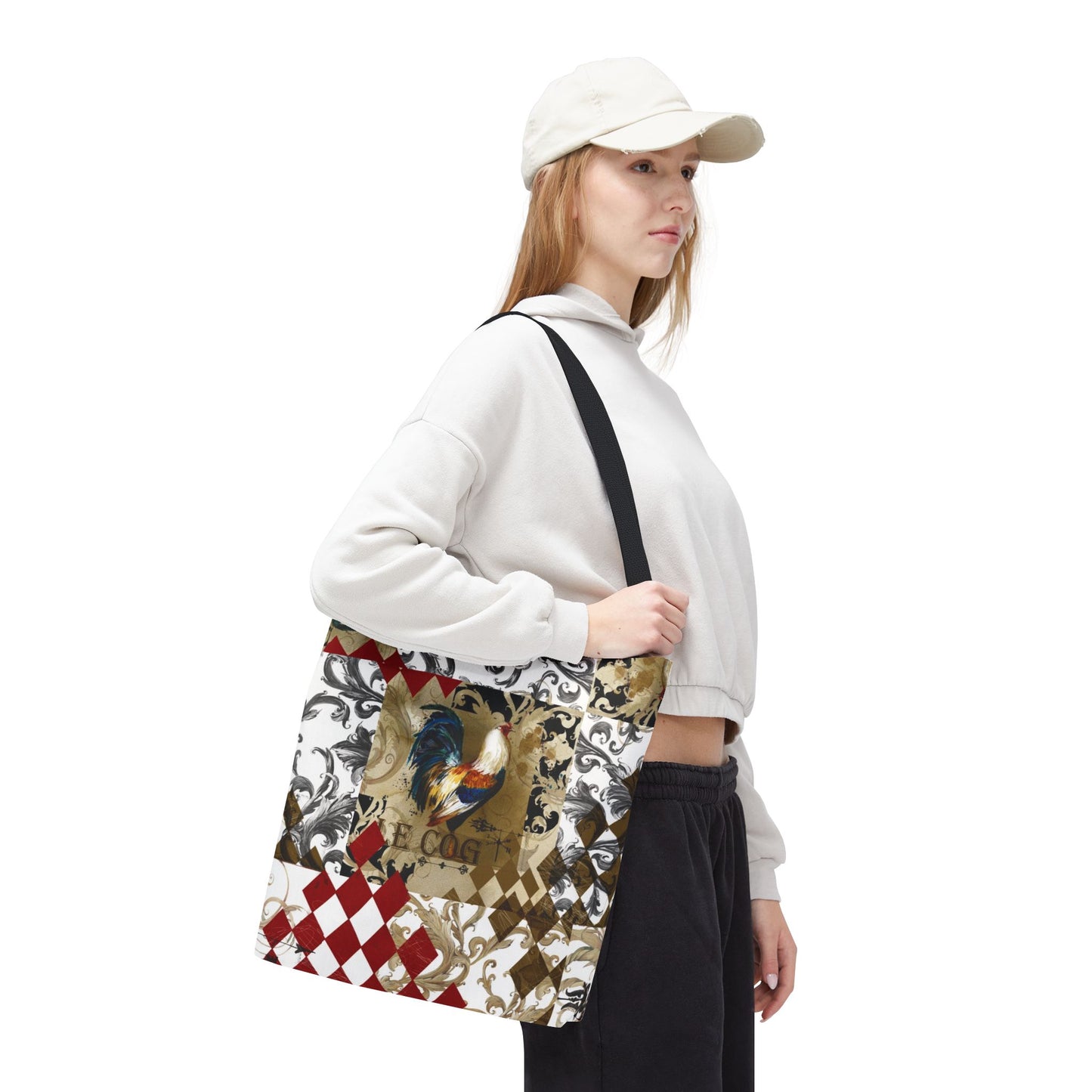 Parisian Rooster Tote Bag, Utility Tote - French Provincial Cock Tote - Fashion Tote - Le Cog - Le Coq