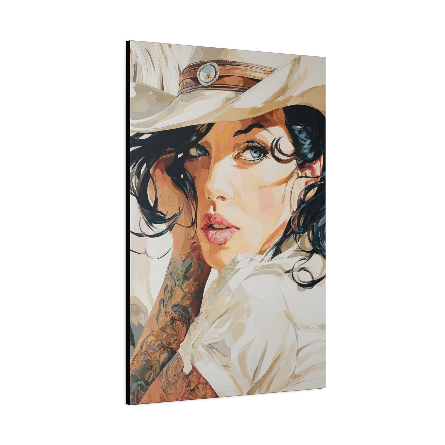 Gallery Wrapped Canvas, Wranglers and Wreckage Art Canvas, Erotic Pinup Art Canvas – Lacey