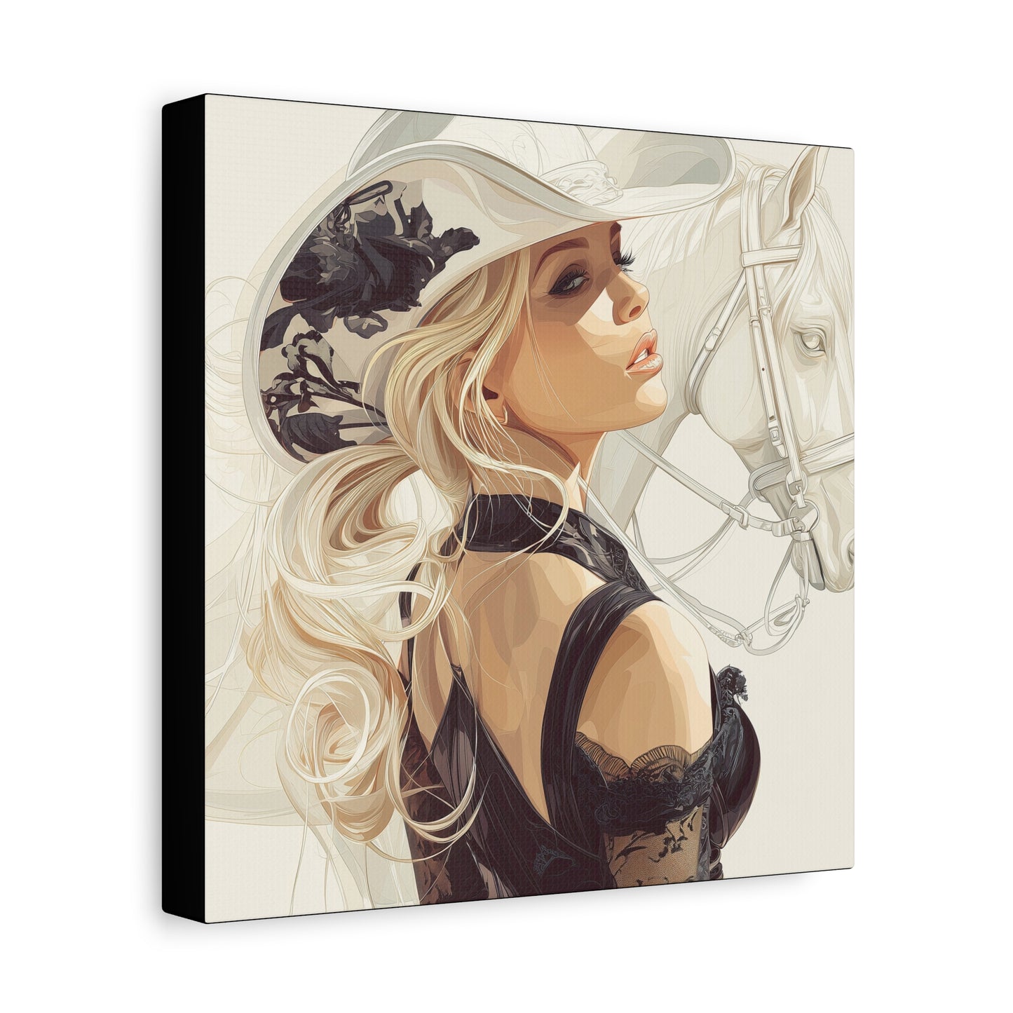 Gallery Wrapped Canvas, Wranglers and Wreckage Art Canvas, Erotic Pinup Art Canvas – Maisie