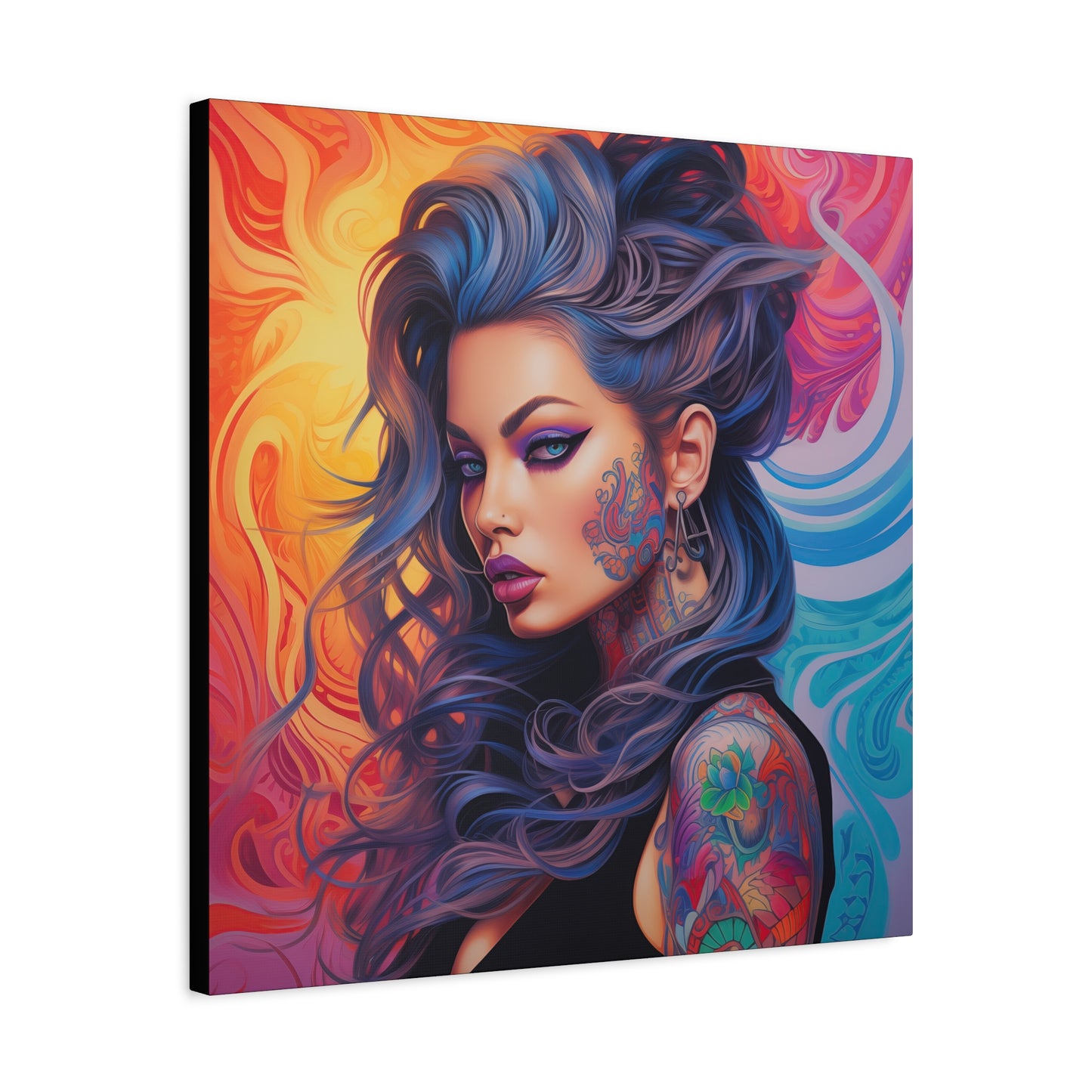 Gallery Wrapped Canvas, Edgy Tattooed Beauty, Urban Pop Art Canvas – Faye