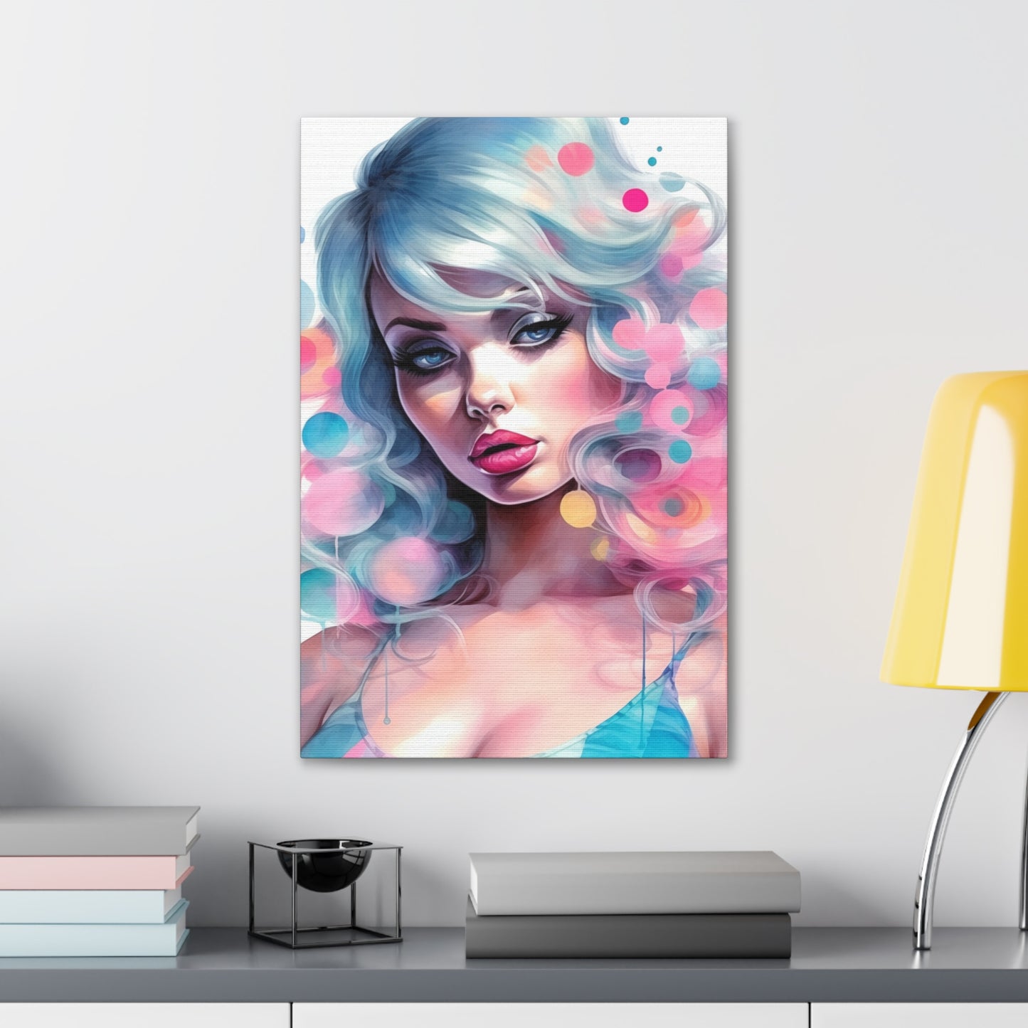 Canvas Gallery Wrapped High-Fashion Wall Art, Stylish Decor, Retro Femme Doll Pop Art – Sylvie