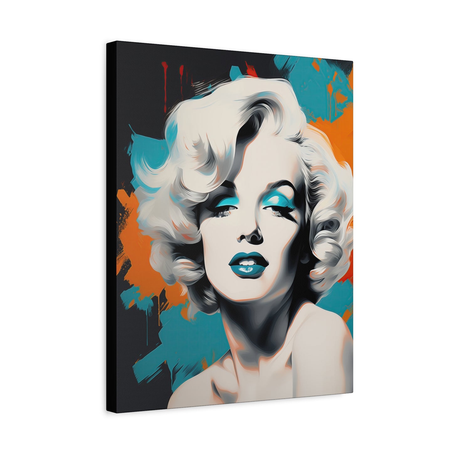 Canvas Wall Art, Gallery Wrapped Pop Art, Celebrity Wall Art – Marilyn Monroe - Orange and Teal