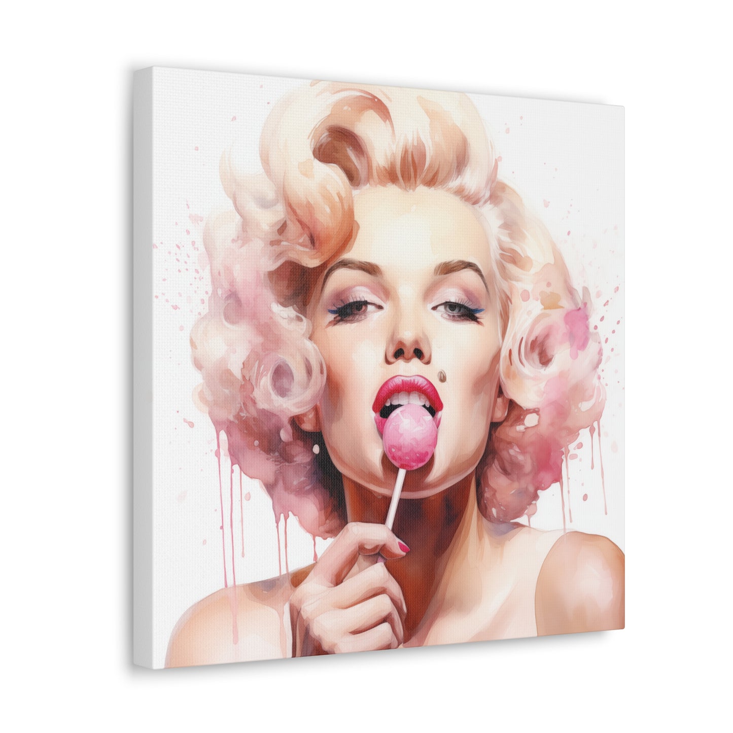 Canvas Wall Art, Gallery Wrapped Pop Art, Celebrity Wall Art – Marilyn Monroe - Lollipop