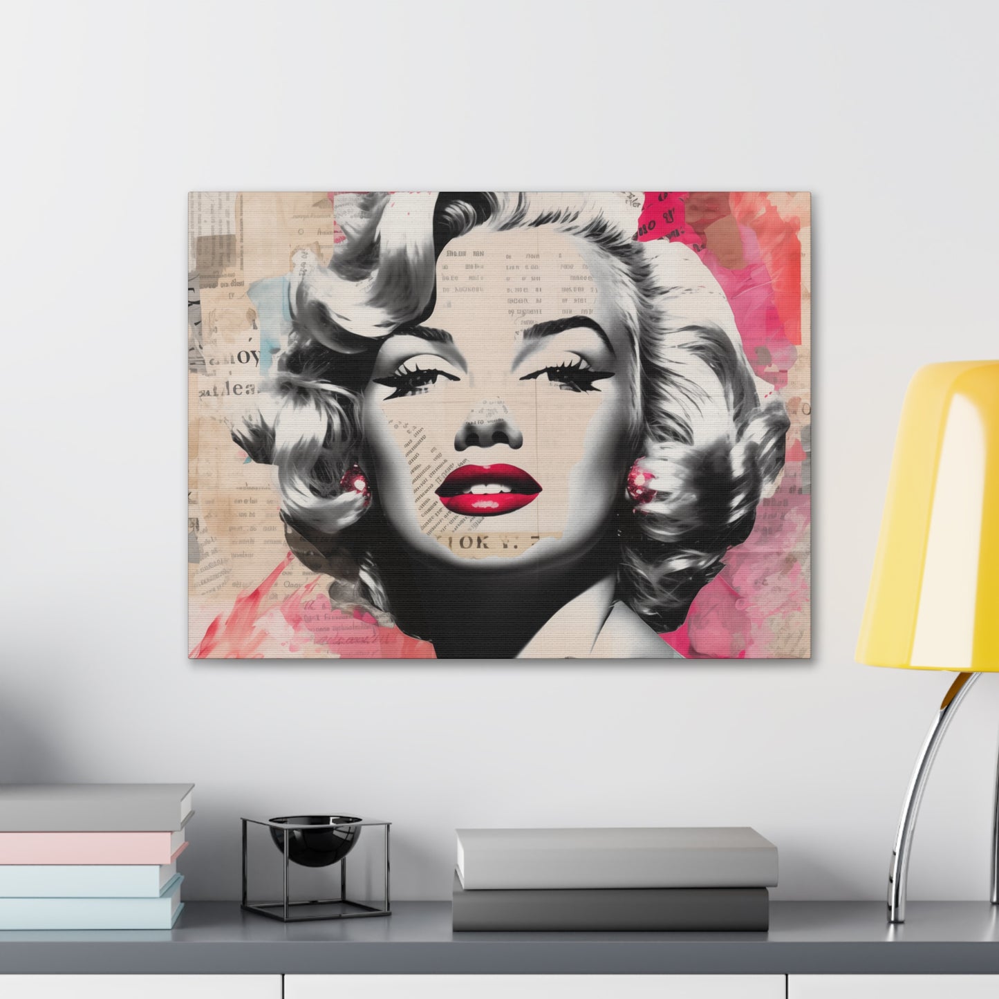 Canvas Wall Art, Gallery Wrapped Pop Art, Celebrity Wall Art – Marilyn Monroe - Newsprint
