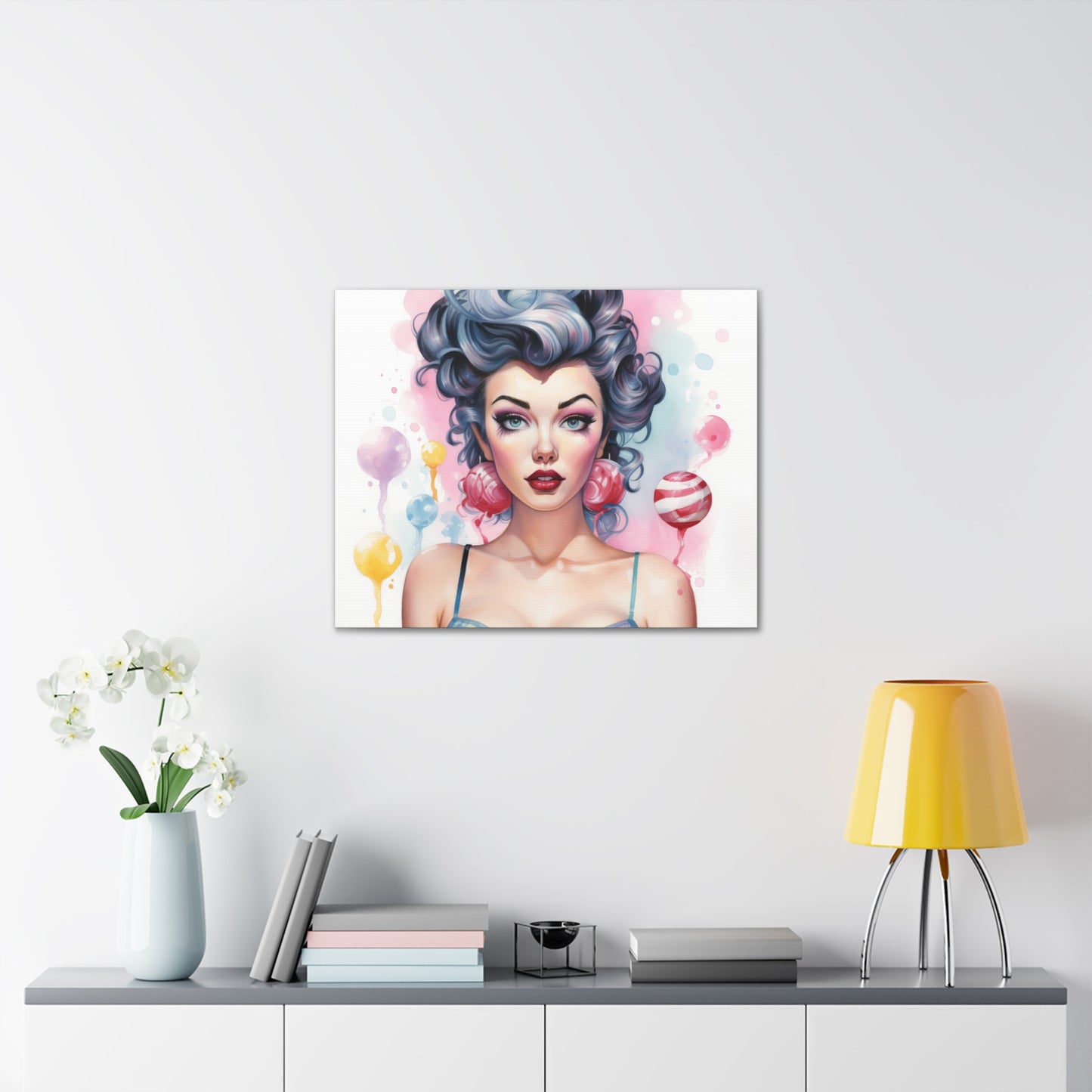 Canvas Gallery Wrapped High-Fashion Wall Art, Stylish Decor, Retro Femme Doll Pop Art – Poppy