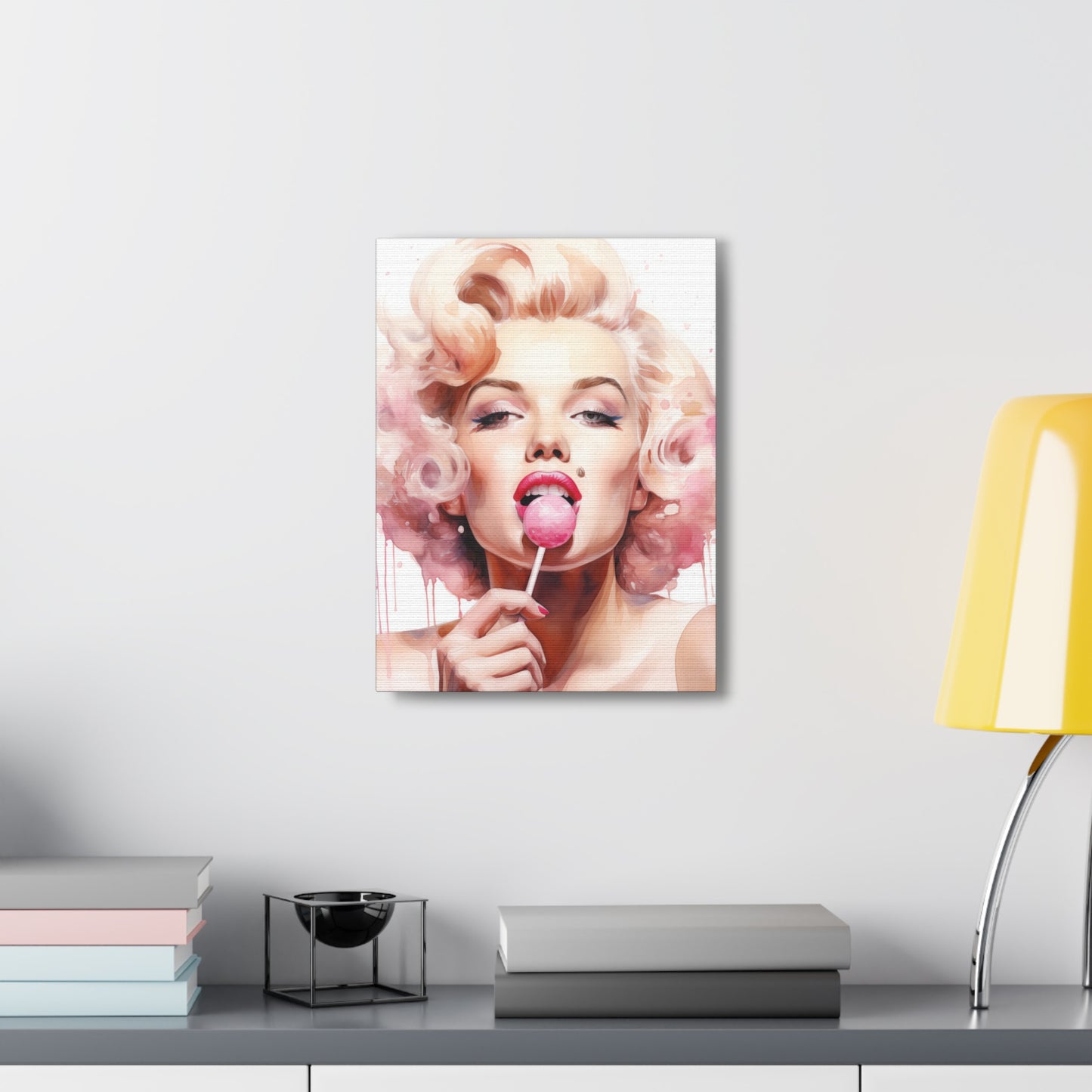 Canvas Wall Art, Gallery Wrapped Pop Art, Celebrity Wall Art – Marilyn Monroe - Lollipop