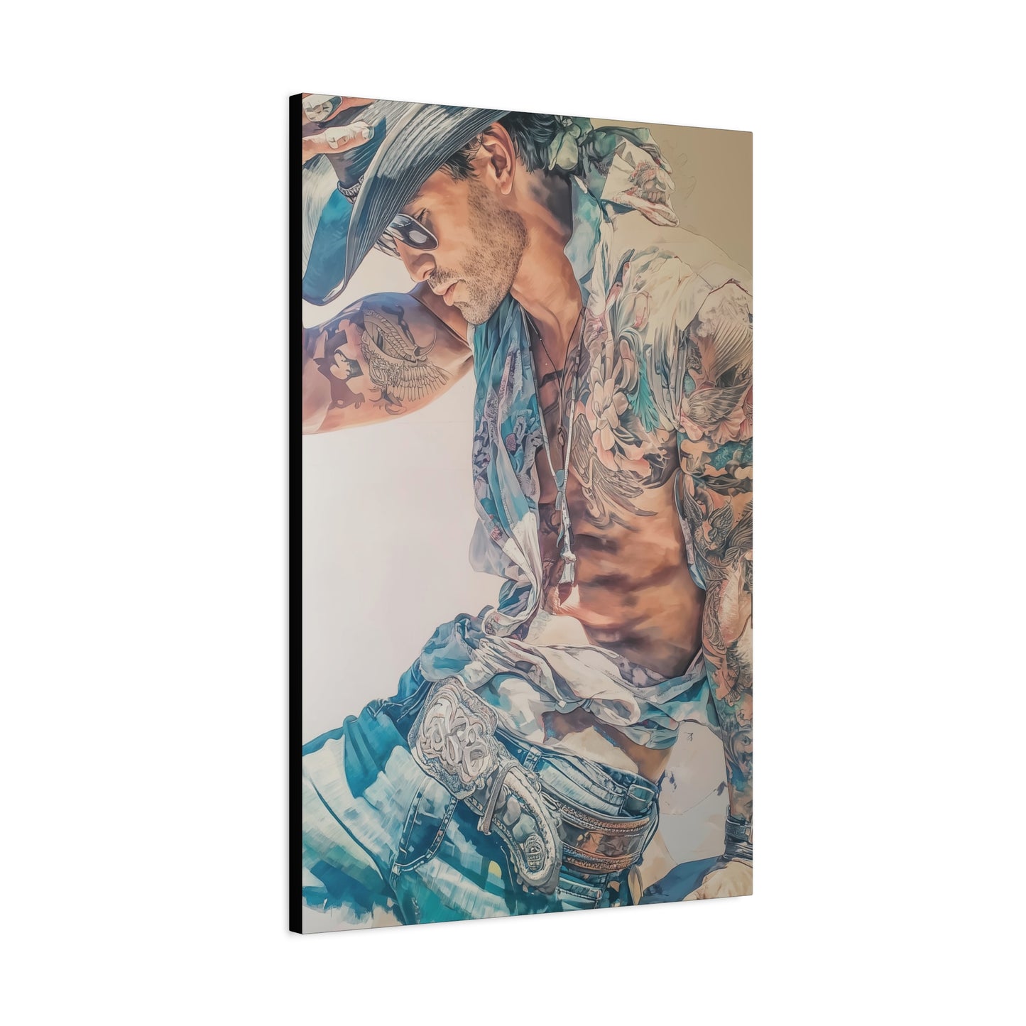 Gallery Wrapped Canvas, Wranglers and Wreckage Art Canvas, Erotic Pinup Art Canvas – Beau