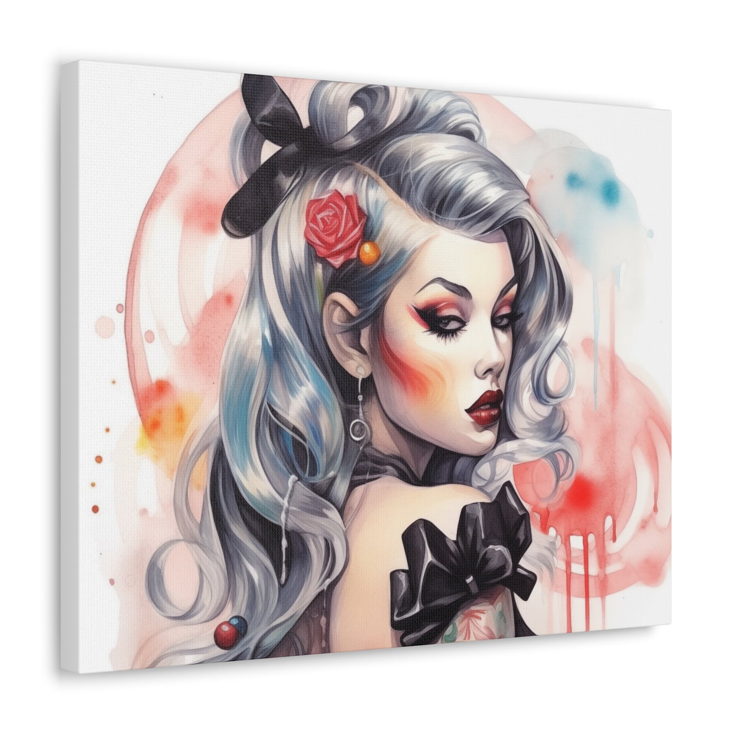 Gallery Wrapped Canvas, Edgy Tattooed Beauty, Urban Pop Art Canvas – Sabella