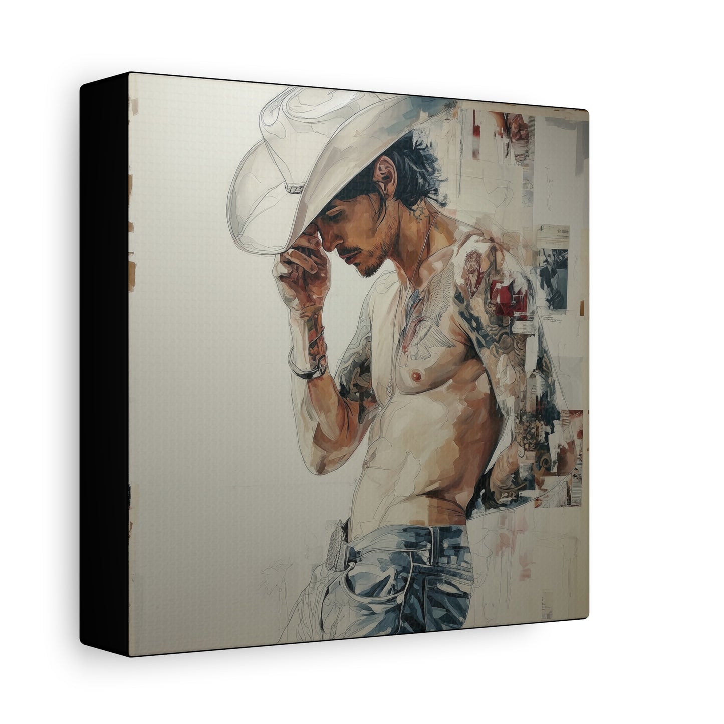 Gallery Wrapped Canvas, Wranglers and Wreckage Art Canvas, Erotic Pinup Art Canvas – Silas