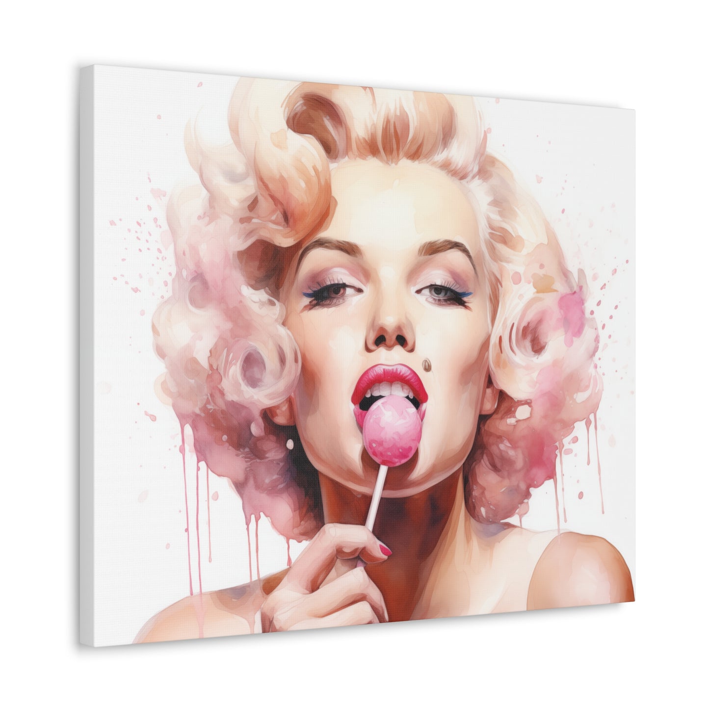 Canvas Wall Art, Gallery Wrapped Pop Art, Celebrity Wall Art – Marilyn Monroe - Lollipop