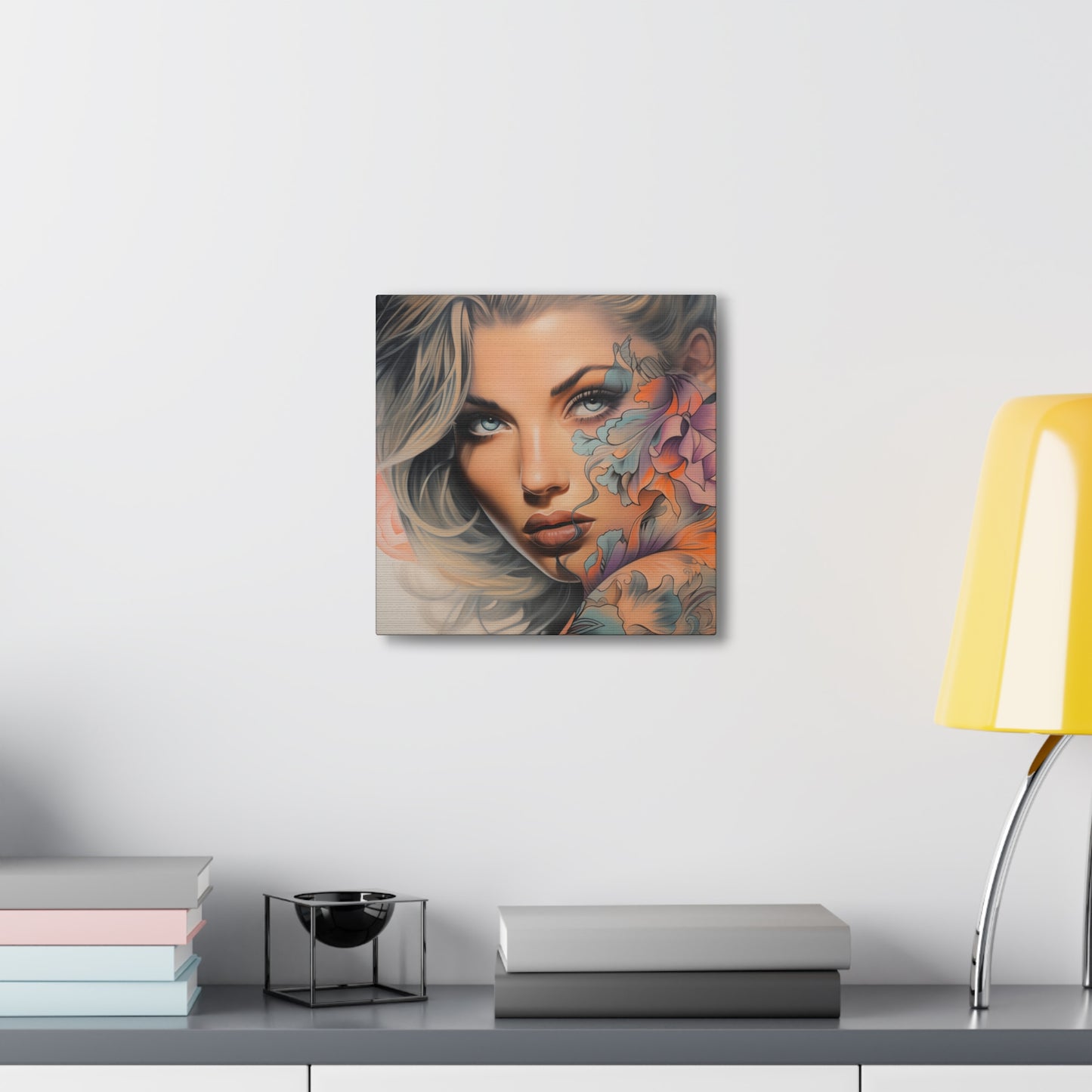 Gallery Wrapped Canvas, Edgy Tattooed Beauty, Urban Pop Art Canvas – Bella