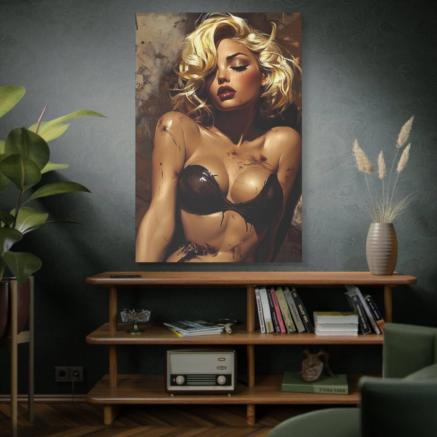 Gallery Wrapped Canvas, Guilt and Grit Adult Art Canvas, Erotic Pinup Art Canvas – Mira
