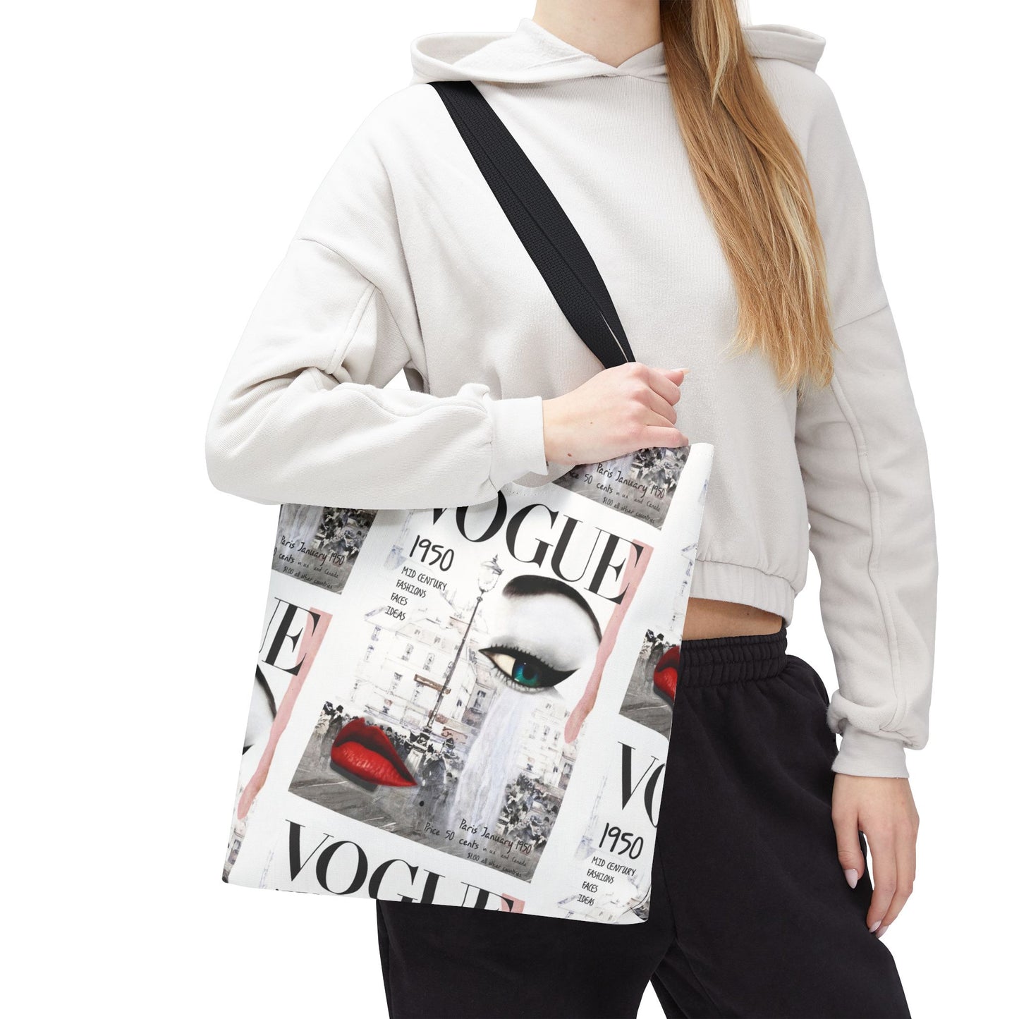 1950 Fashion Face Tote Bag, Utility Tote - VOGUE Tote - Fashion Tote