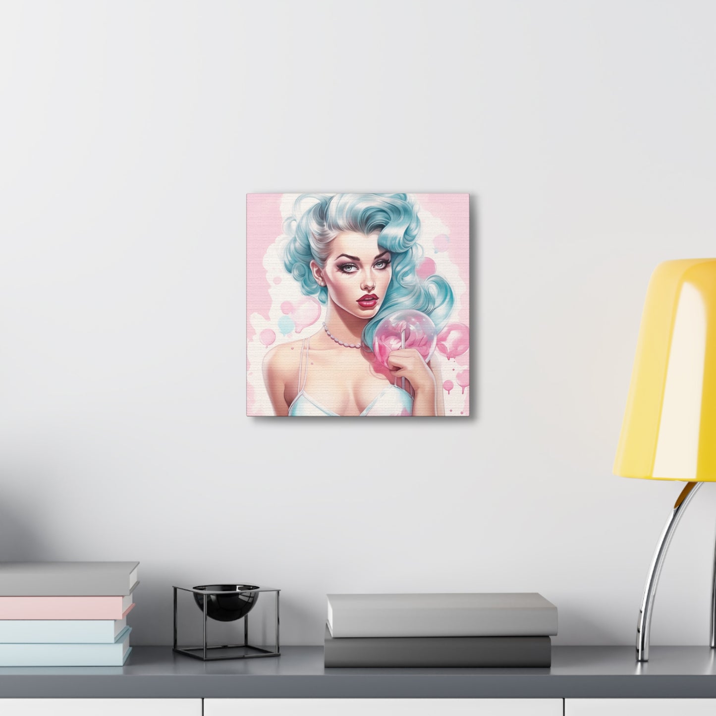 Canvas Gallery Wrapped High-Fashion Wall Art, Stylish Decor, Retro Femme Doll Pop Art – Tessa