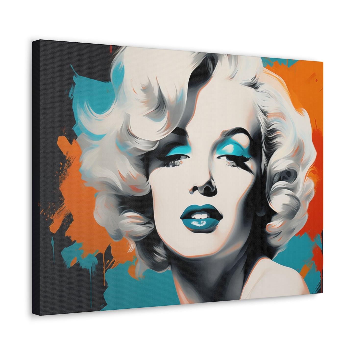 Canvas Wall Art, Gallery Wrapped Pop Art, Celebrity Wall Art – Marilyn Monroe - Orange and Teal