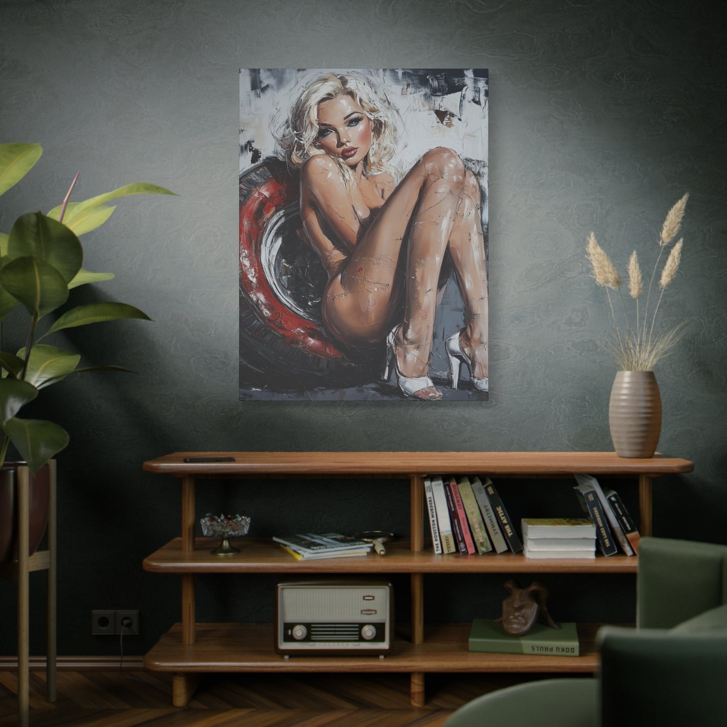 Gallery Wrapped Canvas, Guilt and Grit Adult Art Canvas, Erotic Pinup Art Canvas – Elara