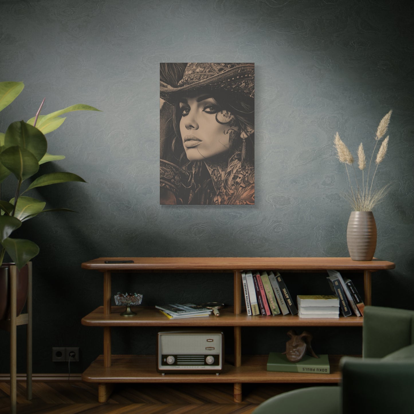 Gallery Wrapped Canvas, Wranglers and Wreckage Art Canvas, Erotic Pinup Art Canvas – Loretta