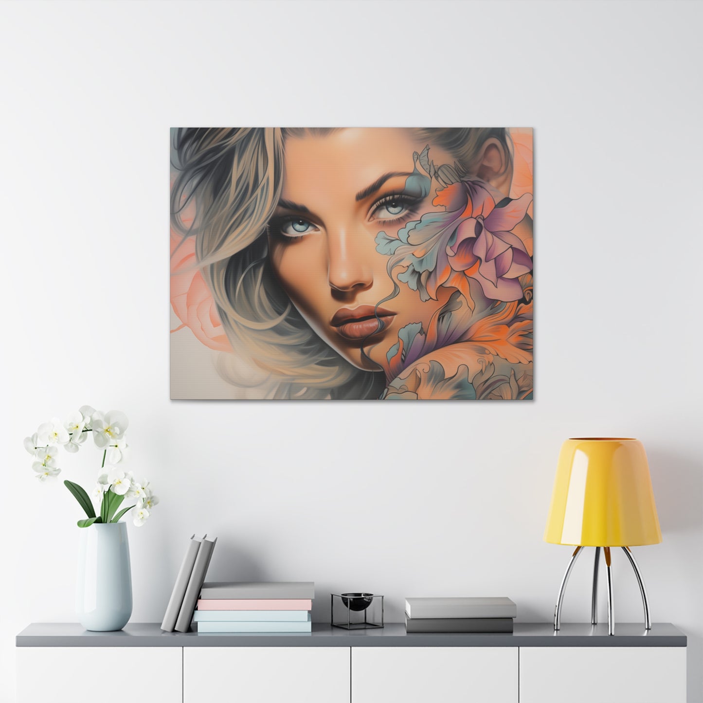 Gallery Wrapped Canvas, Edgy Tattooed Beauty, Urban Pop Art Canvas – Bella