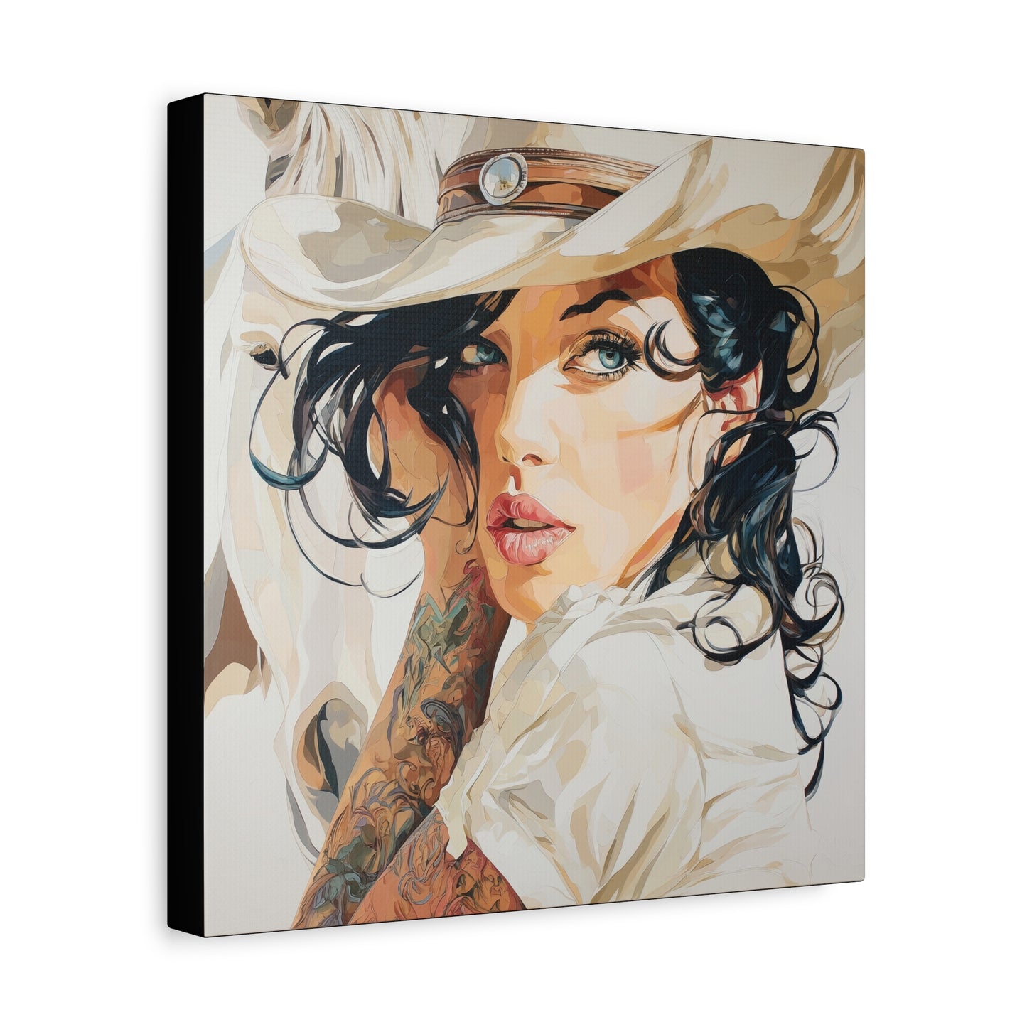 Gallery Wrapped Canvas, Wranglers and Wreckage Art Canvas, Erotic Pinup Art Canvas – Lacey
