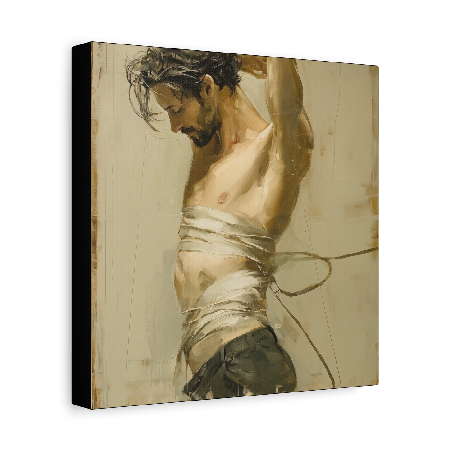 Gallery Wrapped Canvas, Ropes and Reverence Art Canvas, Erotic Shibari Art Canvas – Dante