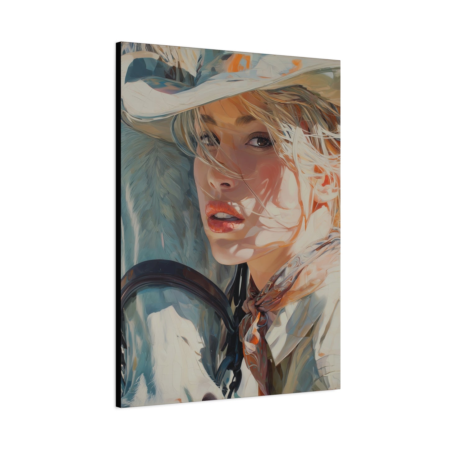 Gallery Wrapped Canvas, Wranglers and Wreckage Art Canvas, Erotic Pinup Art Canvas – Dakota