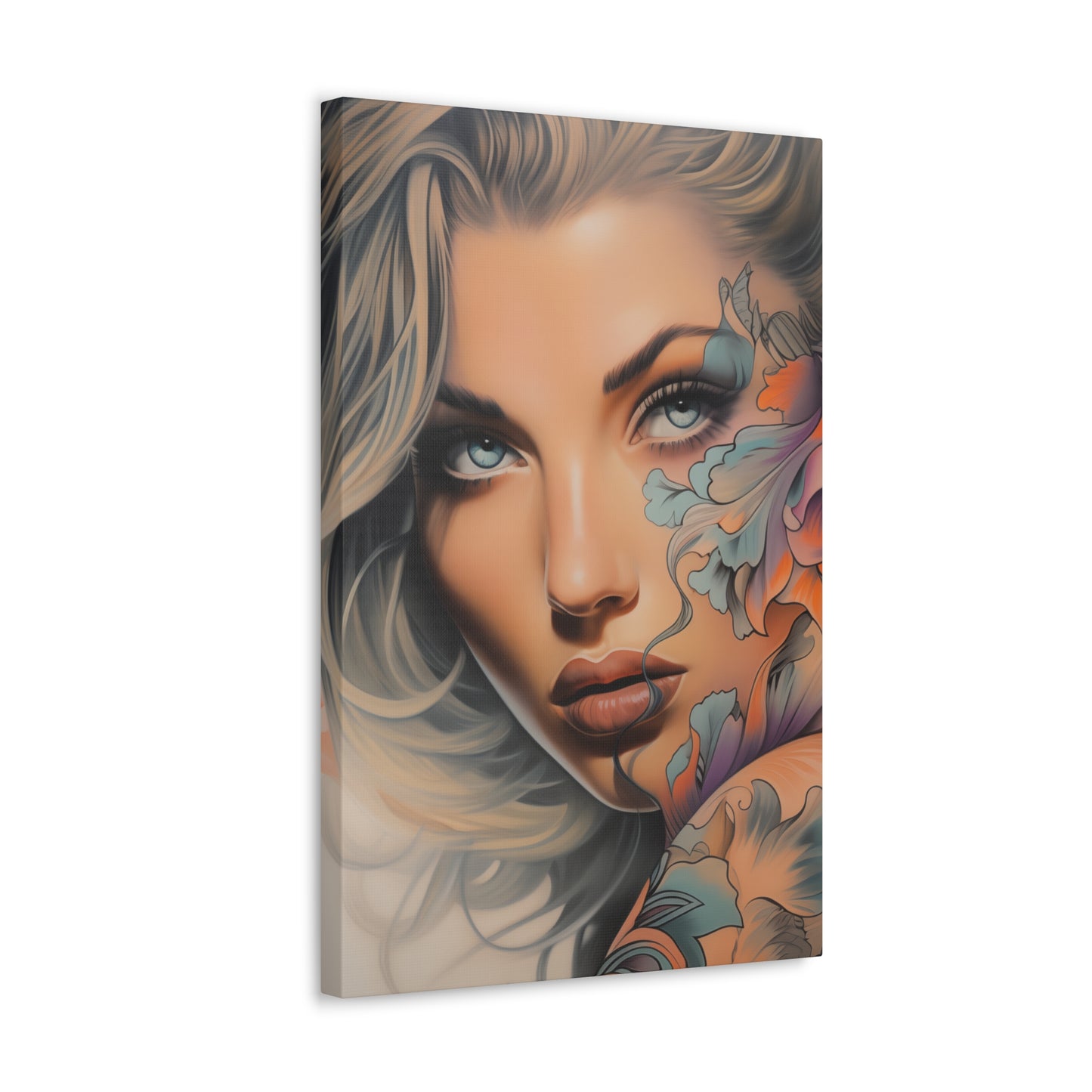 Gallery Wrapped Canvas, Edgy Tattooed Beauty, Urban Pop Art Canvas – Bella