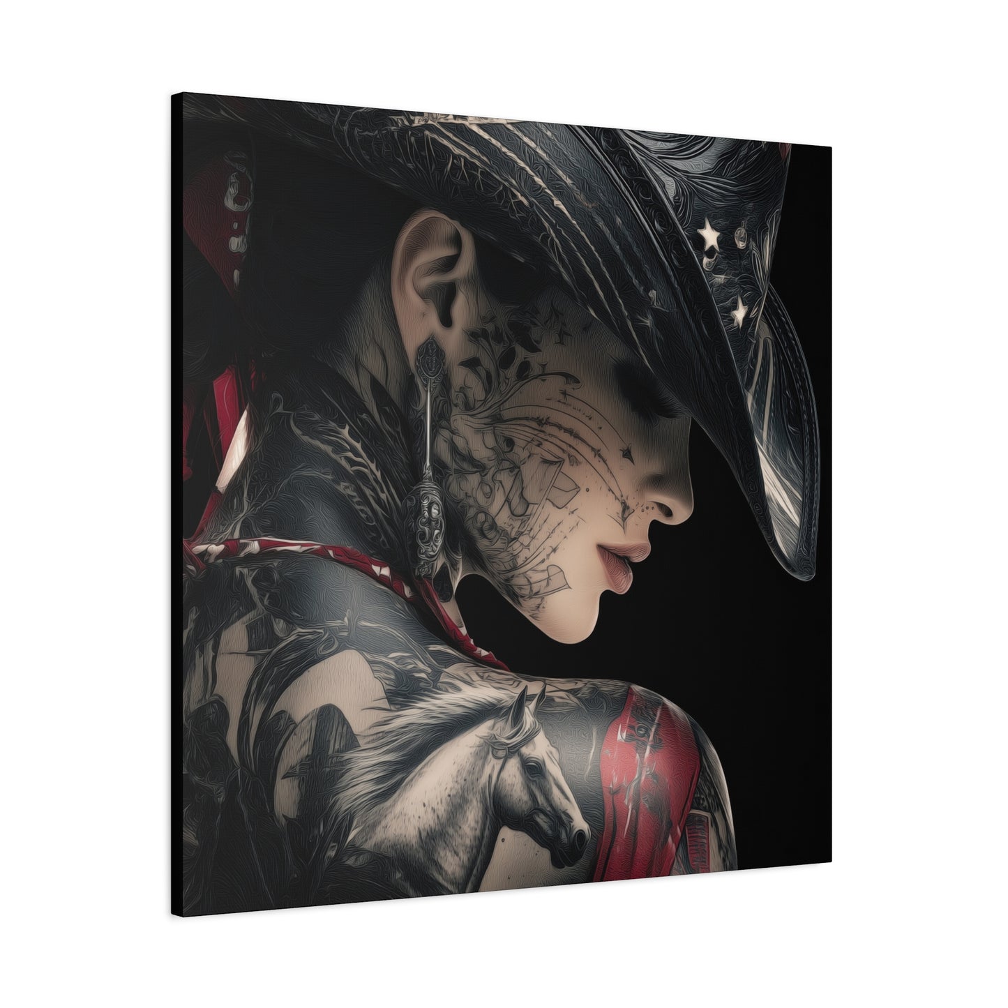 Gallery Wrapped Canvas, Wranglers and Wreckage Art Canvas, Erotic Pinup Art Canvas – Cassie