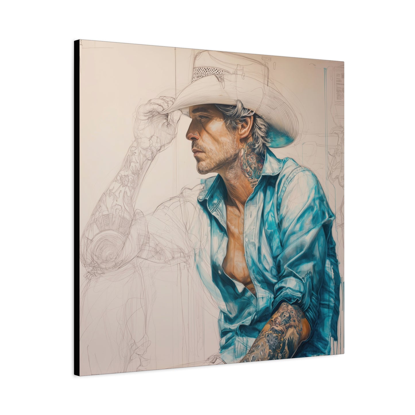 Gallery Wrapped Canvas, Wranglers and Wreckage Art Canvas, Erotic Pinup Art Canvas – Wade