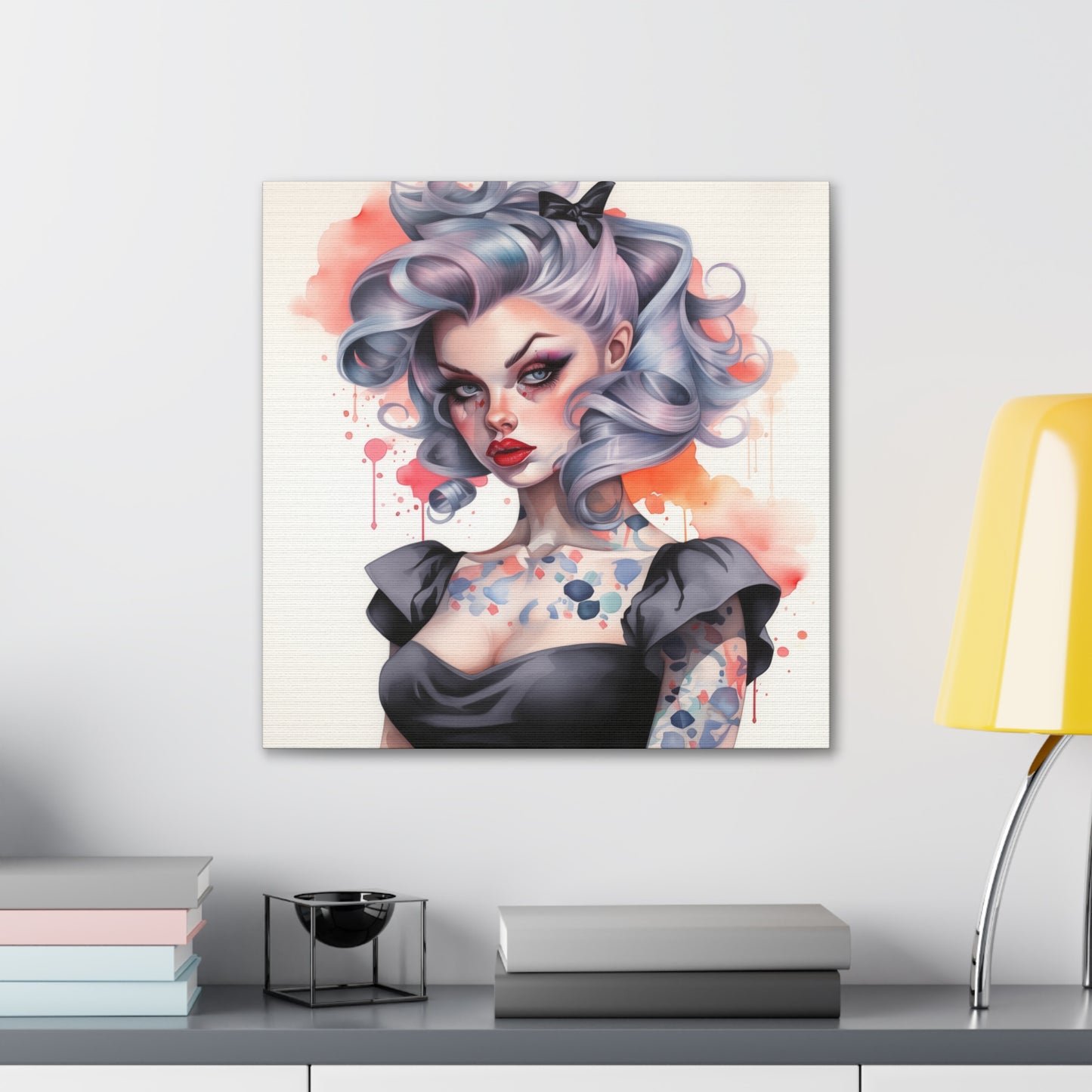 Gallery Wrapped Canvas, Edgy Tattooed Beauty, Urban Pop Art Canvas – Noelle