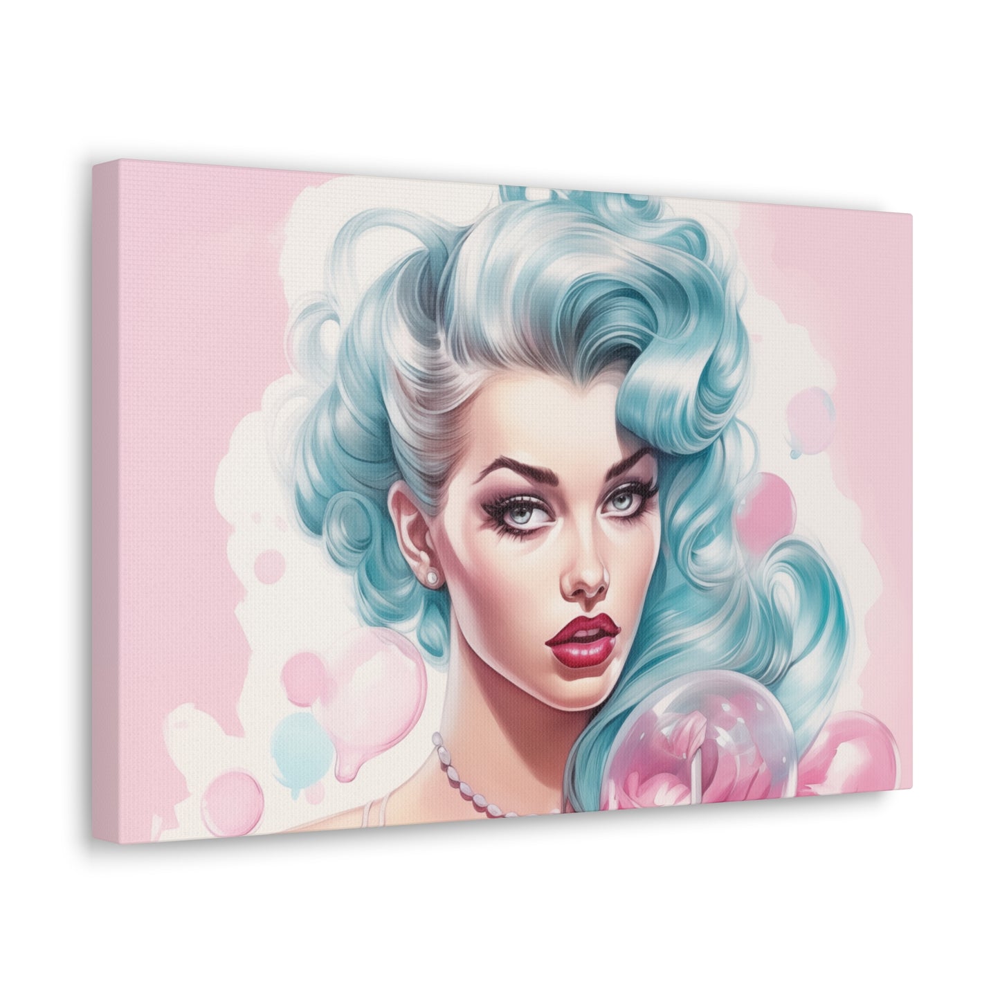Canvas Gallery Wrapped High-Fashion Wall Art, Stylish Decor, Retro Femme Doll Pop Art – Tessa
