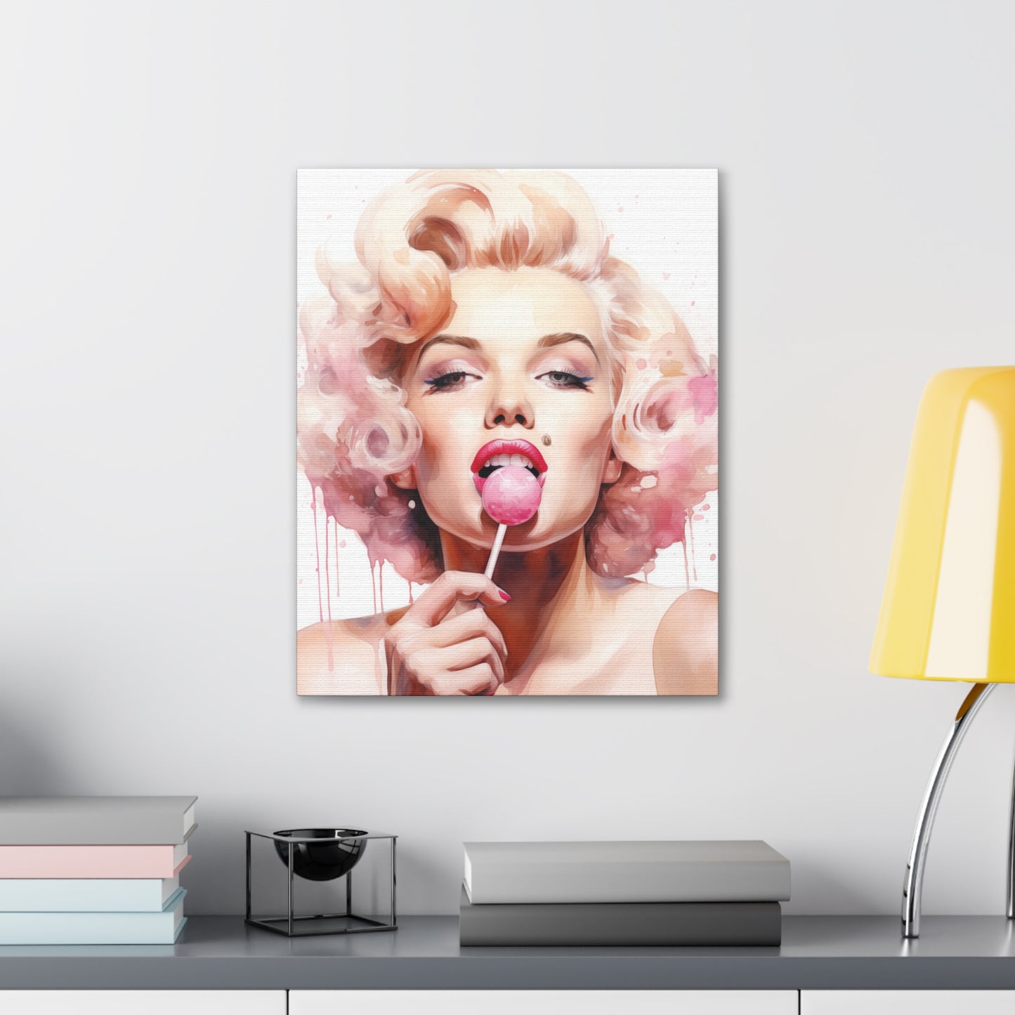 Canvas Wall Art, Gallery Wrapped Pop Art, Celebrity Wall Art – Marilyn Monroe - Lollipop