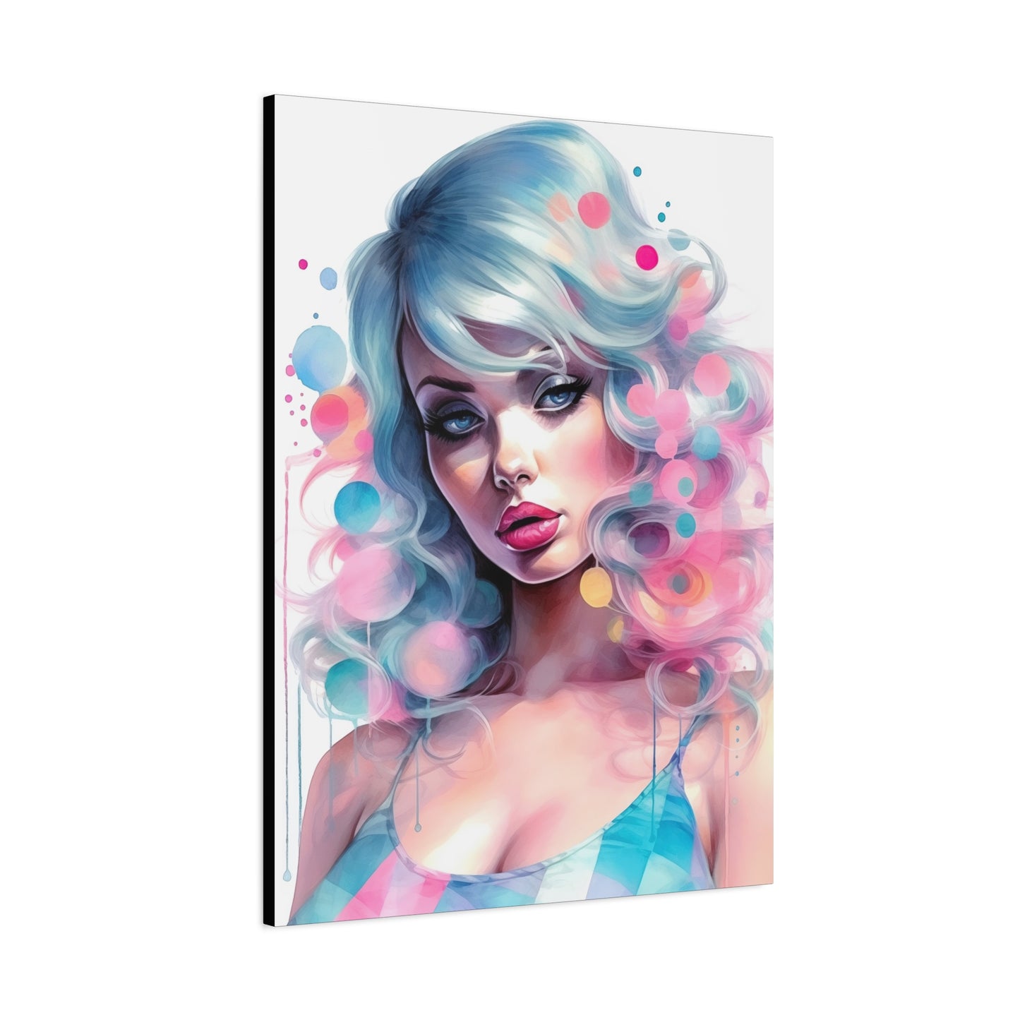 Canvas Gallery Wrapped High-Fashion Wall Art, Stylish Decor, Retro Femme Doll Pop Art – Sylvie