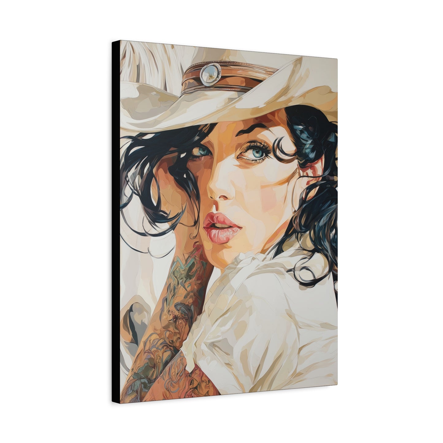 Gallery Wrapped Canvas, Wranglers and Wreckage Art Canvas, Erotic Pinup Art Canvas – Lacey
