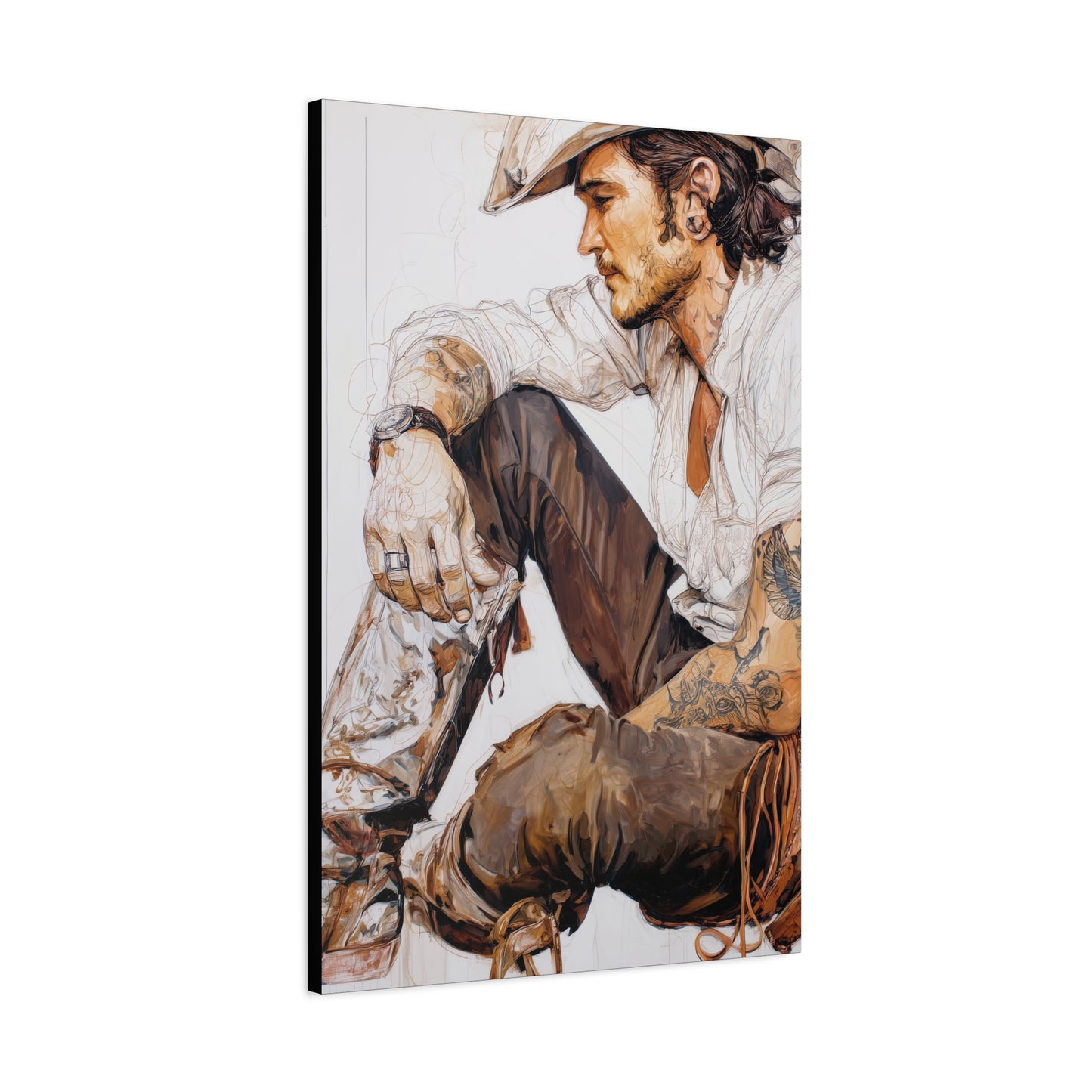 Gallery Wrapped Canvas, Wranglers and Wreckage Art Canvas, Erotic Pinup Art Canvas – Boone